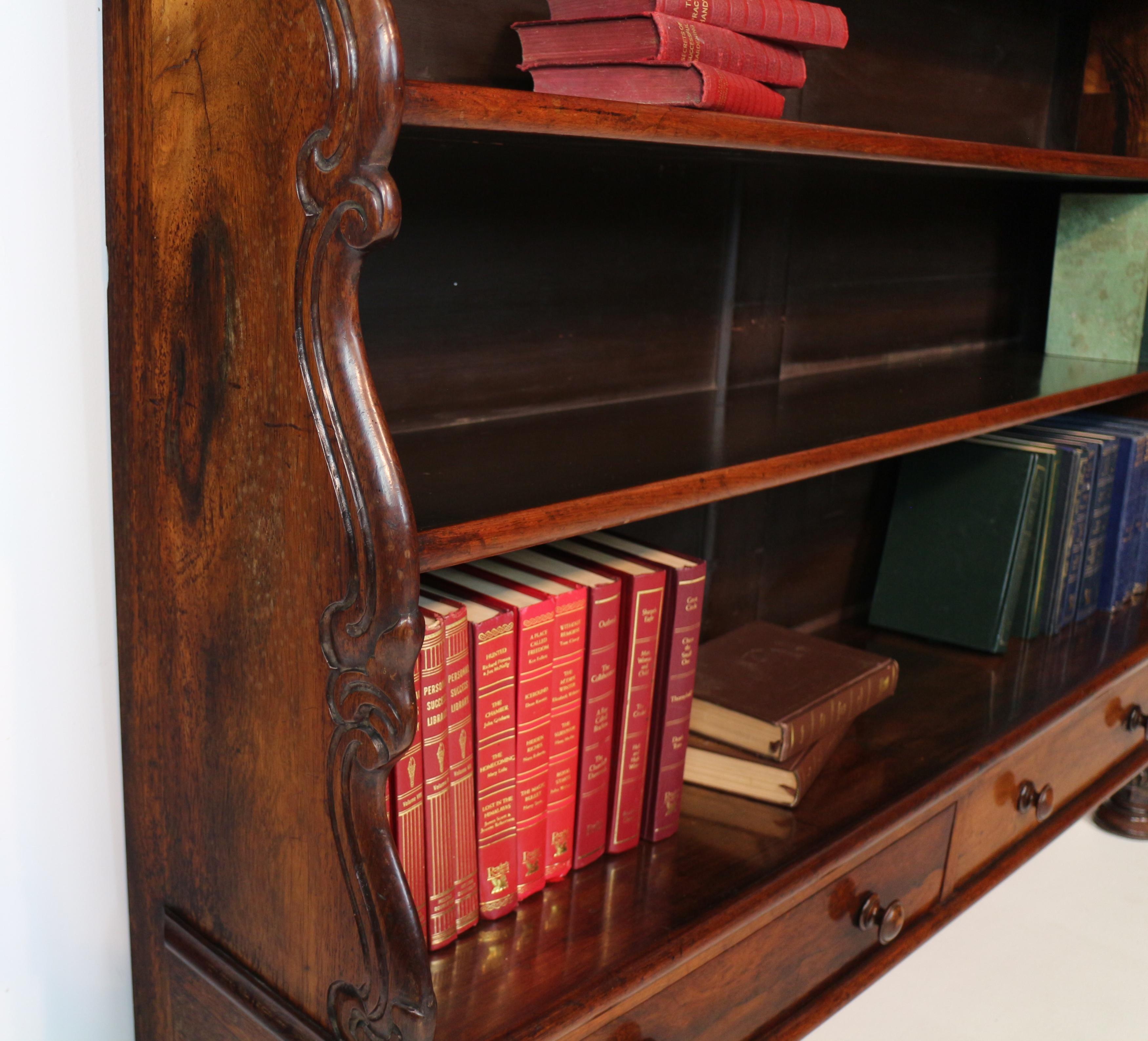 Ancienne bibliothèque Regency anglaise en bois de rose avec tiroirs en vente 5