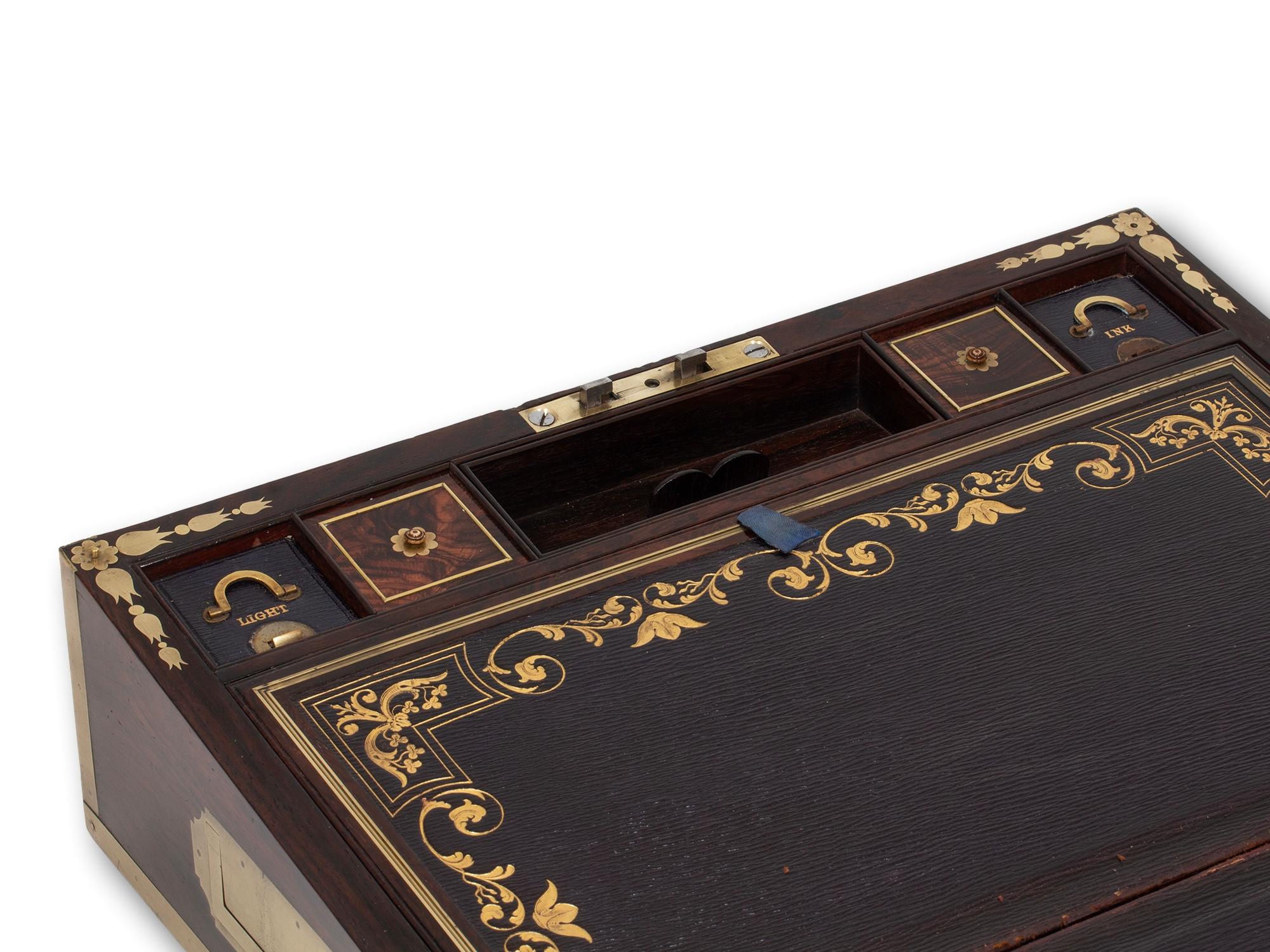 Antique English Regency Rosewood Writing Box David Edwards For Sale 5
