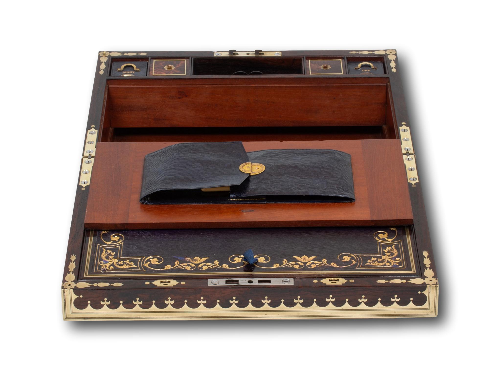 Antique English Regency Rosewood Writing Box David Edwards For Sale 9