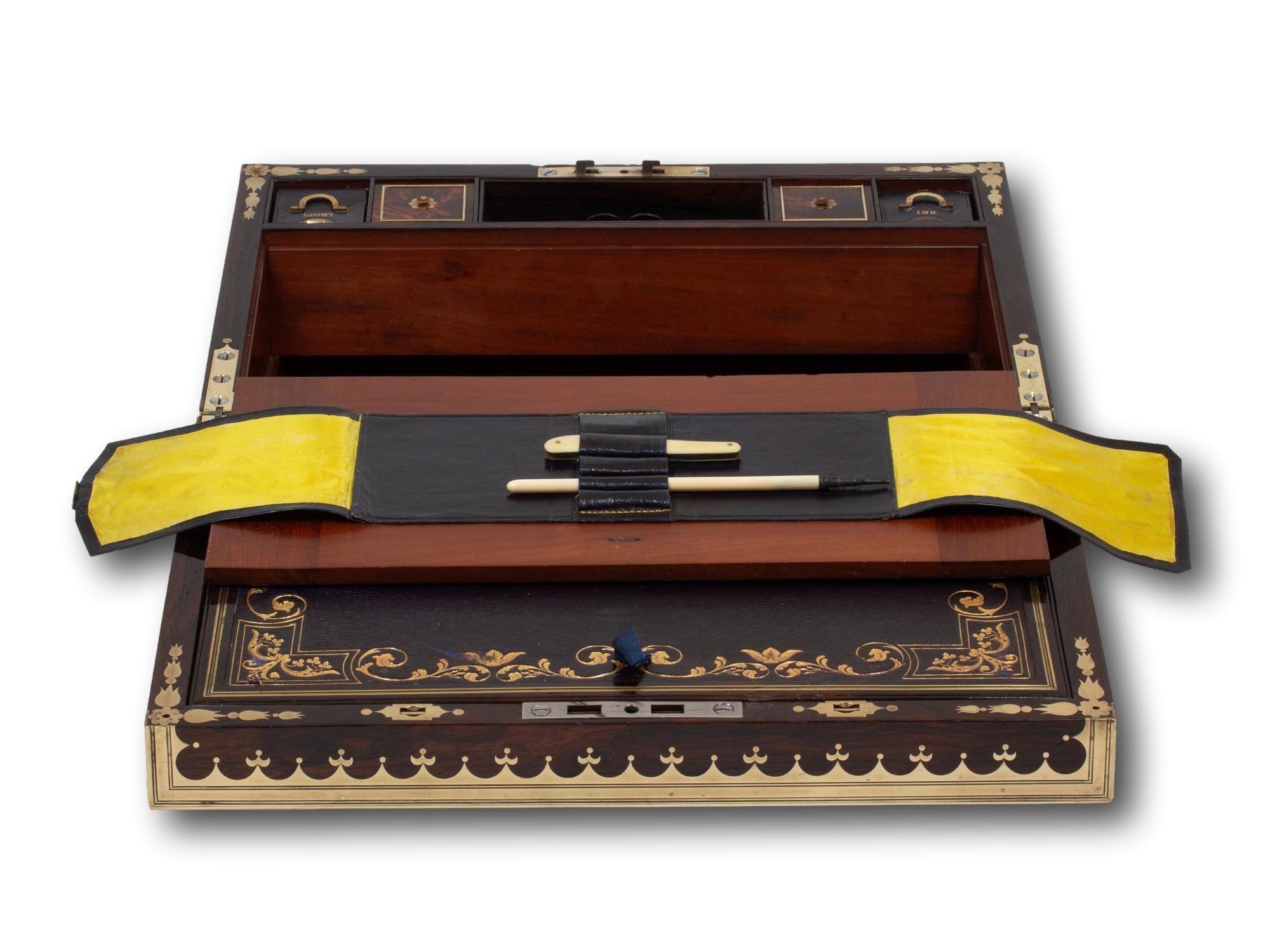 Antique English Regency Rosewood Writing Box David Edwards For Sale 10