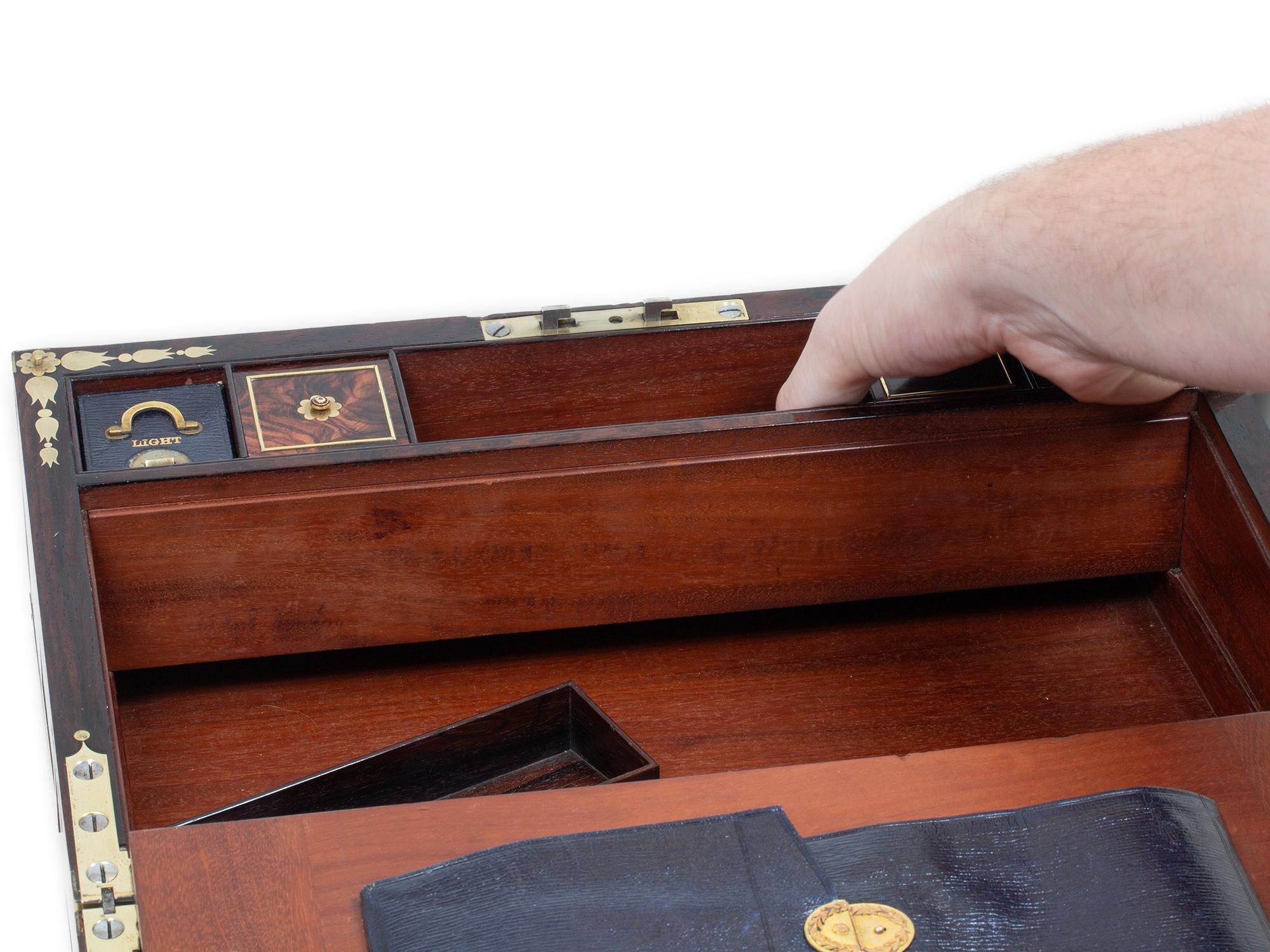 Antique English Regency Rosewood Writing Box David Edwards For Sale 11