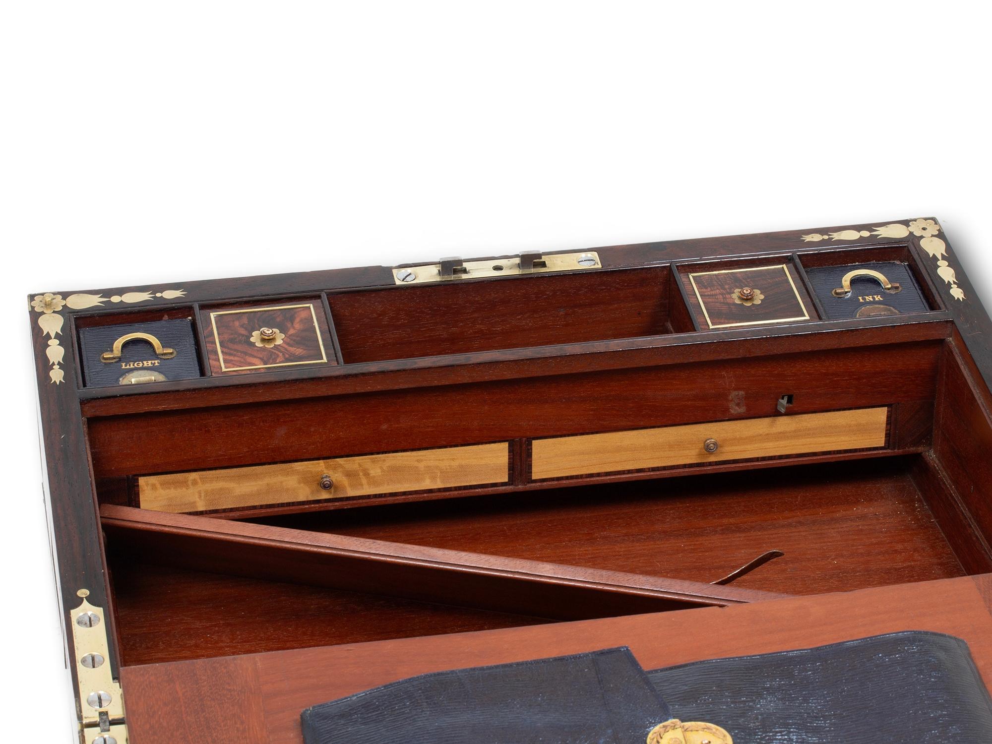 Antique English Regency Rosewood Writing Box David Edwards For Sale 12