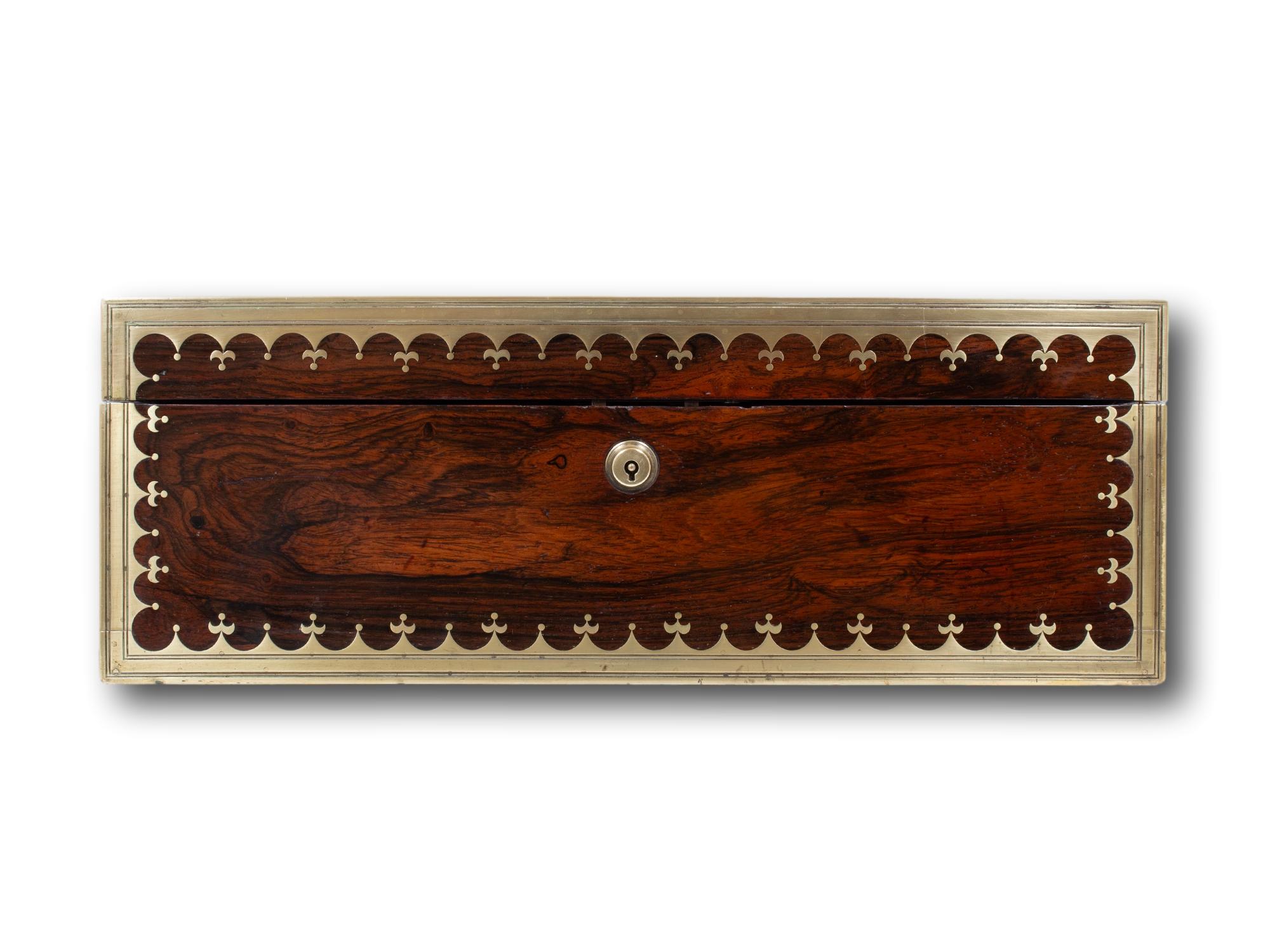 19th Century Antique English Regency Rosewood Writing Box David Edwards For Sale