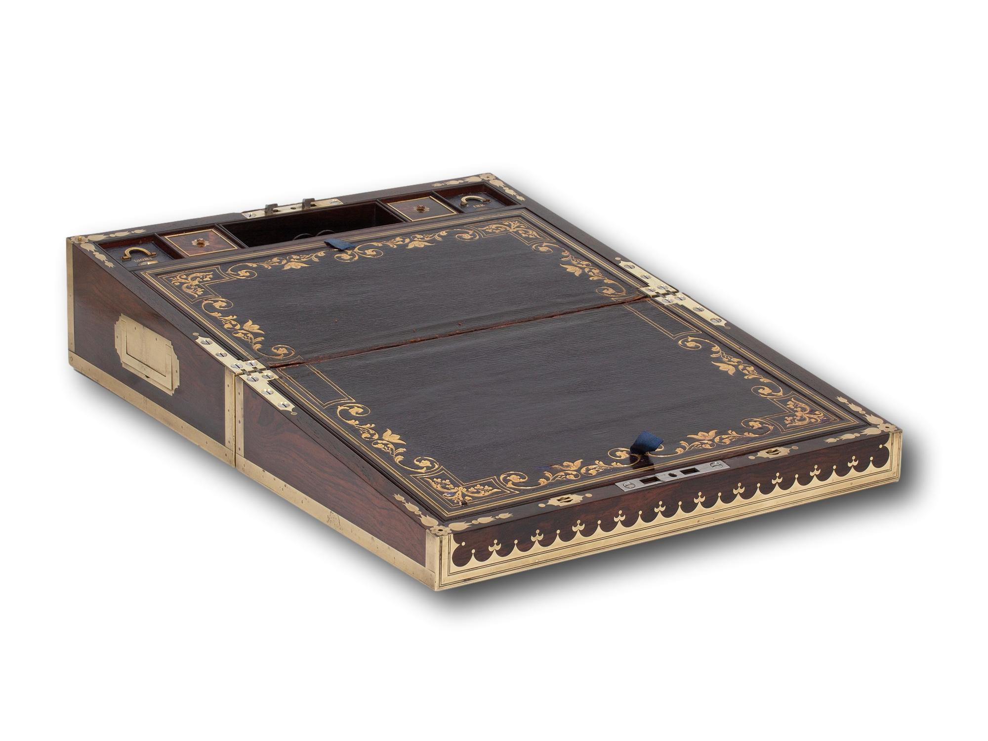 Antique English Regency Rosewood Writing Box David Edwards For Sale 4