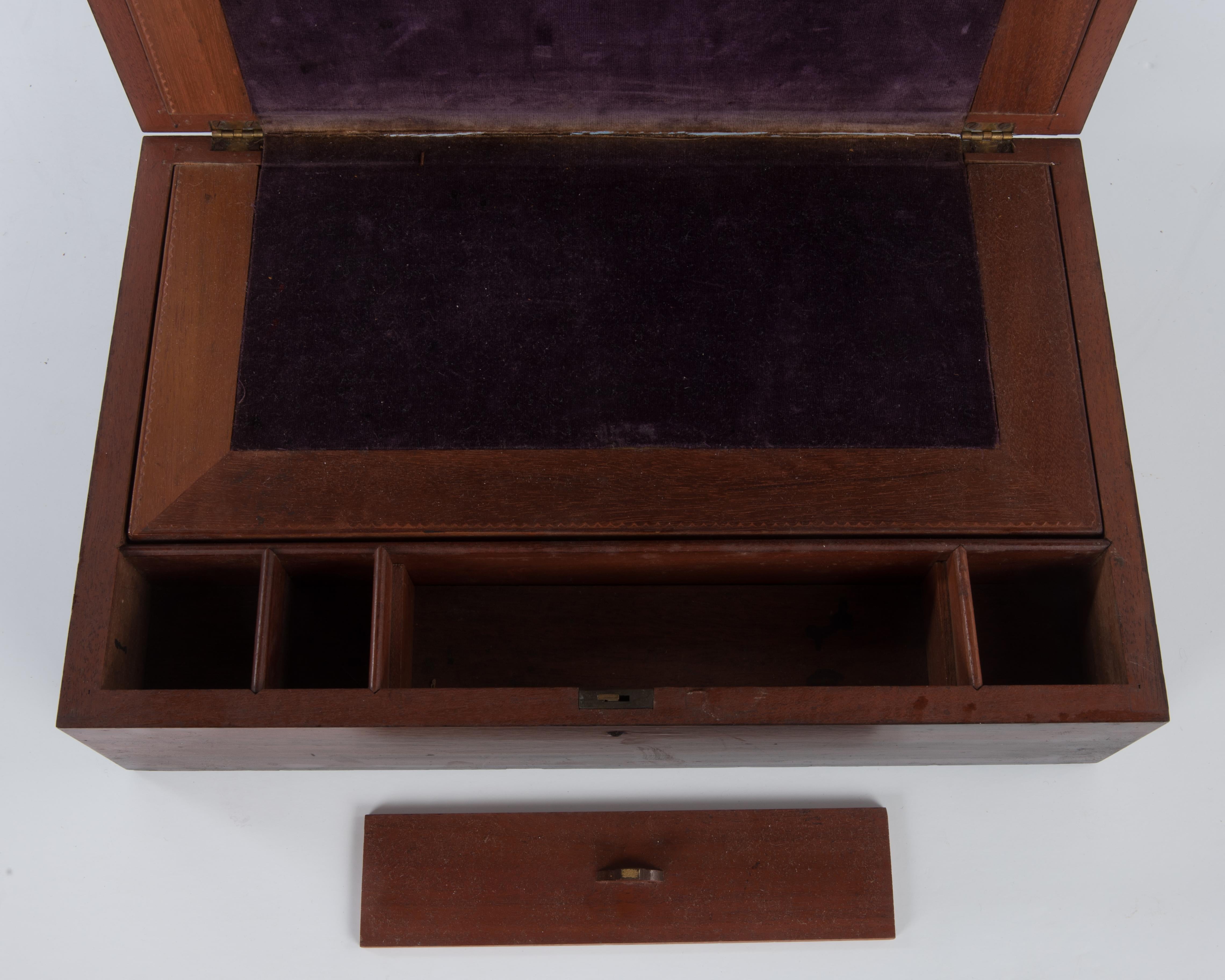 Antique English Regency Rosewood Writing Lap Desk Writing Slope Box No Key 4