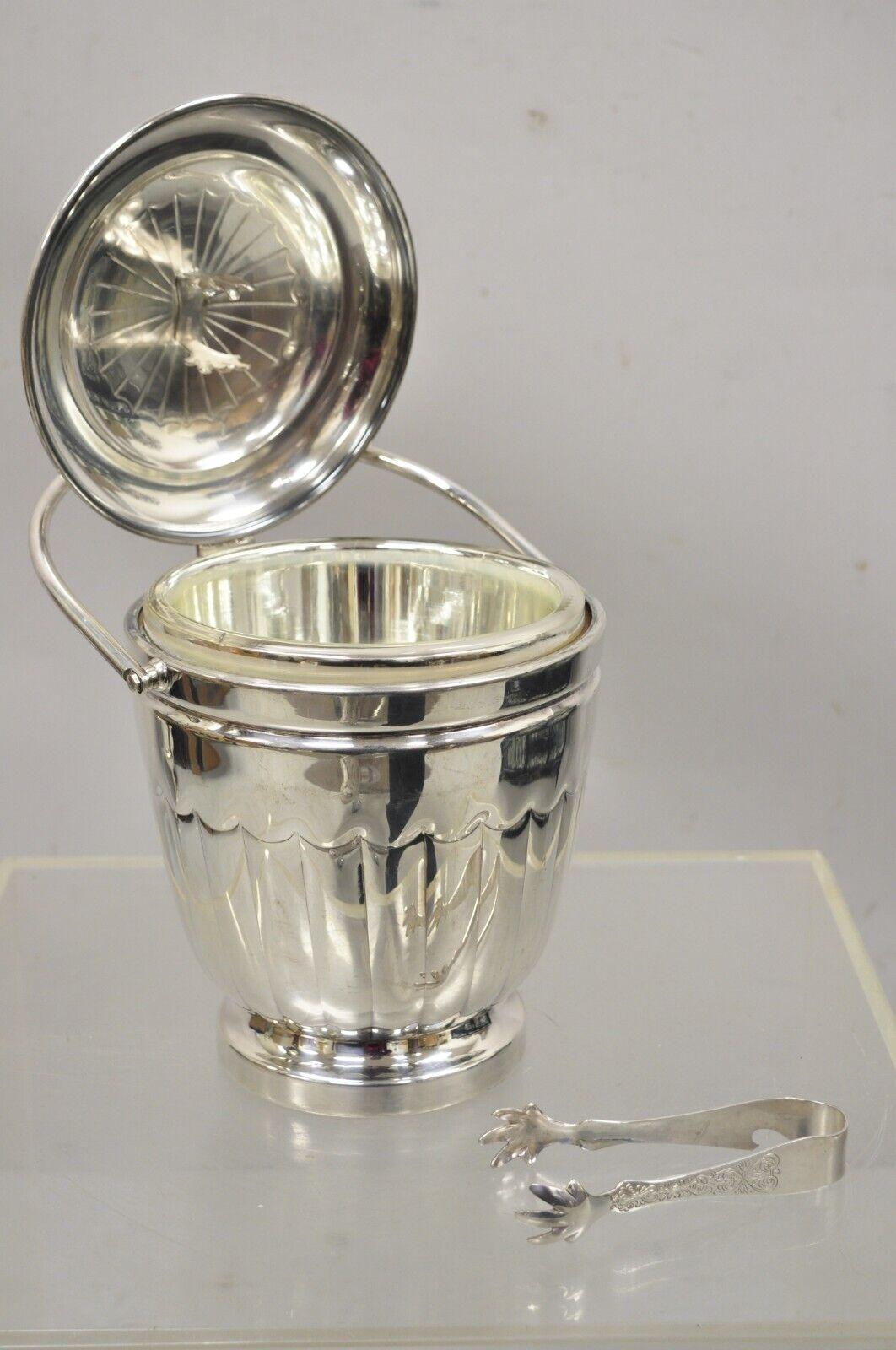 Regency Ancien seau à glace en métal argenté de l'Antiquité anglaise avec couvercle à charnière réticulée. en vente