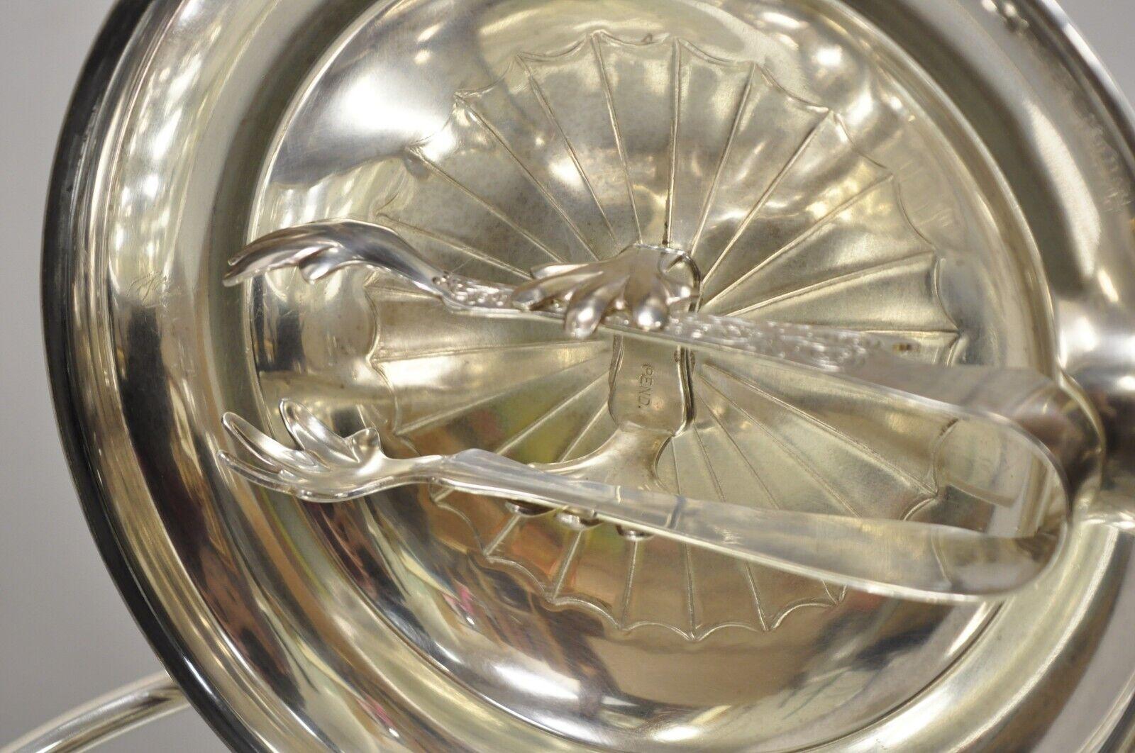 Ancien seau à glace en métal argenté de l'Antiquité anglaise avec couvercle à charnière réticulée. Bon état - En vente à Philadelphia, PA