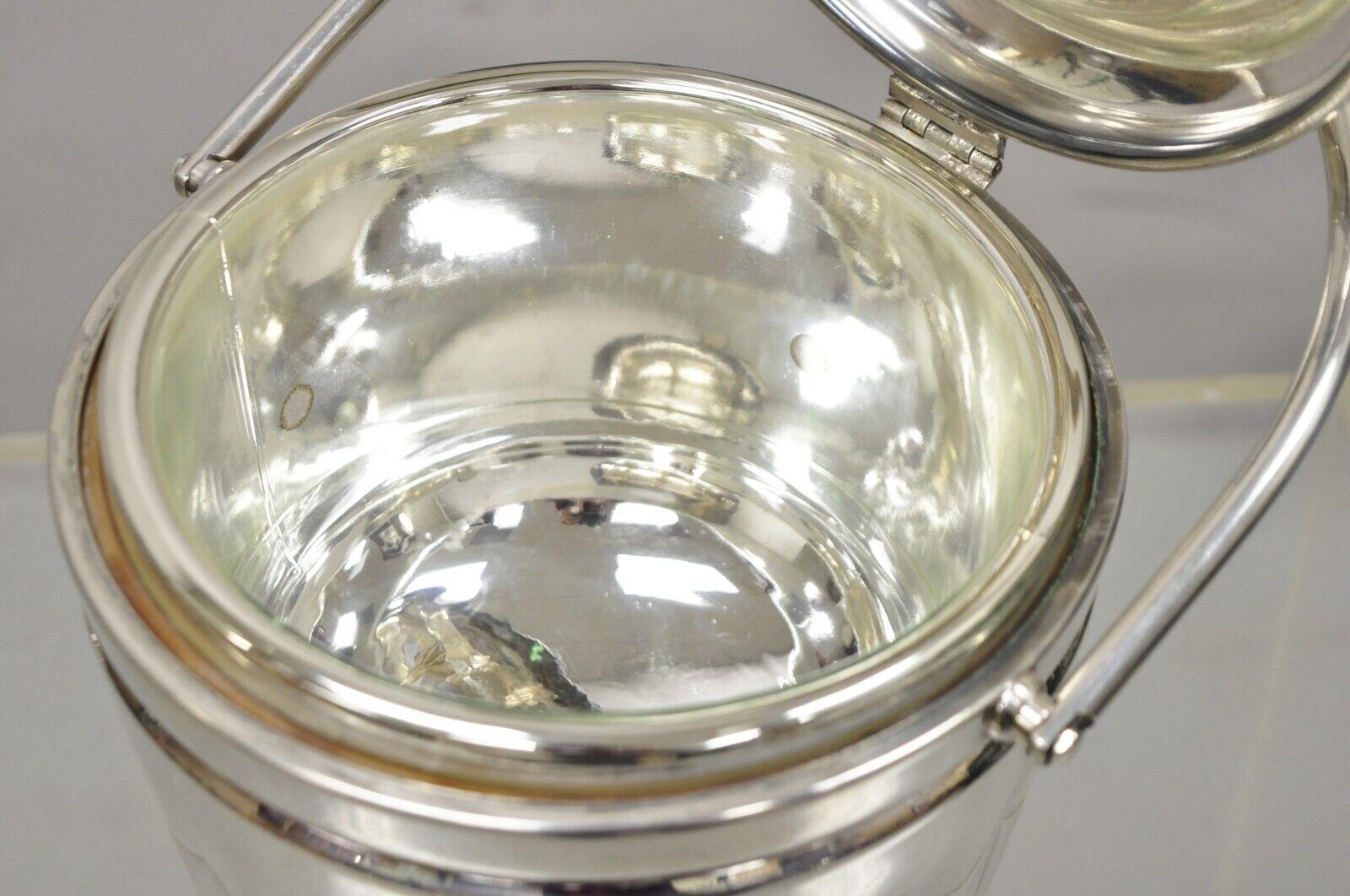 Antike englische Regency Silber Platte Eiskübel w / Reticulating Scharnier Deckel Griff im Angebot 4