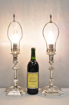 Antiche lampade da tavolo con piedini in argento della Reggenza inglese - una coppia