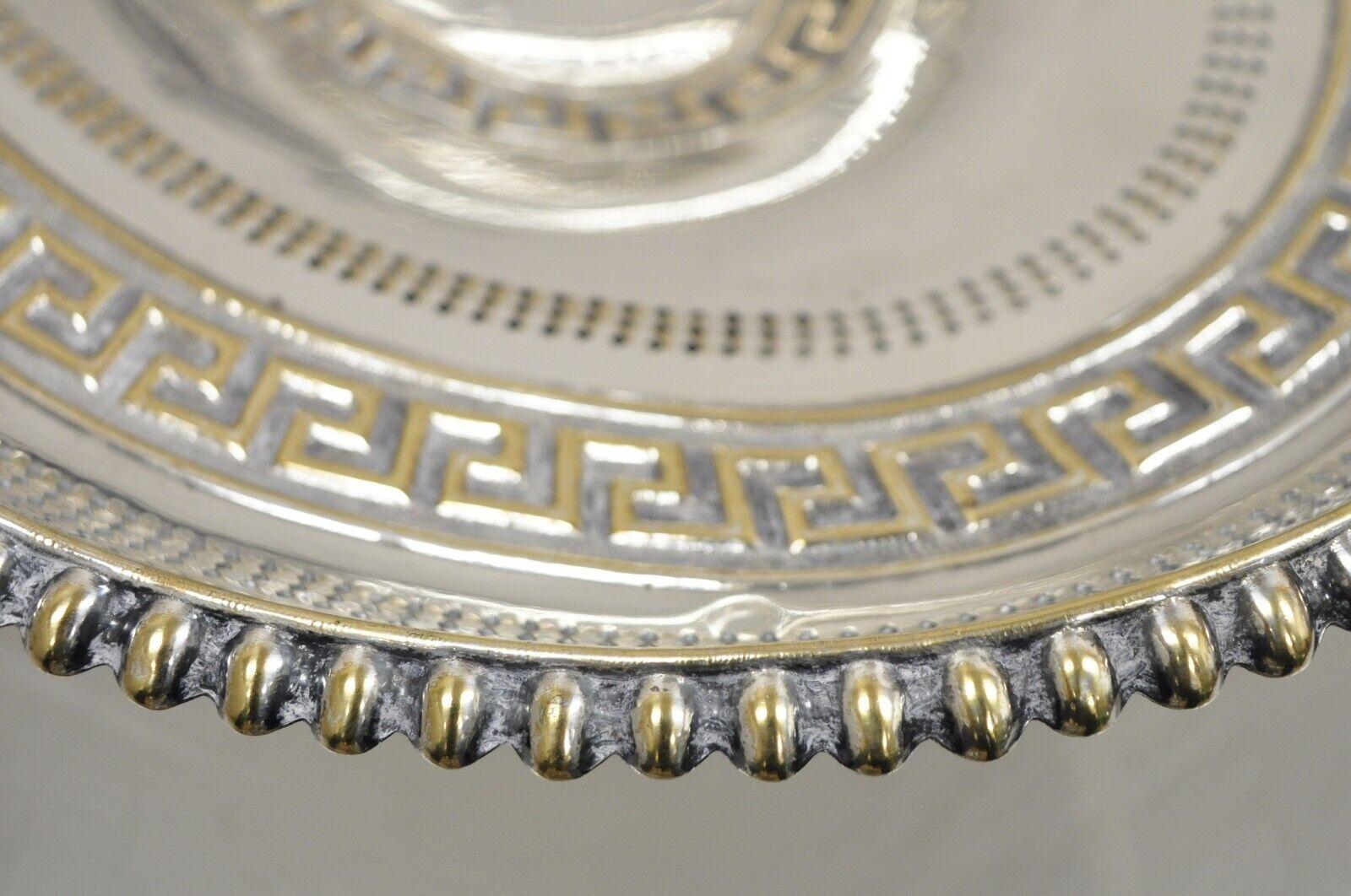 Antique English Regency Silver Plated Greek Key Cake Basket Serving Platter For Sale 1