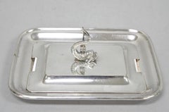 Antique English Regency Silver Plated Serpent Dolphin Desk Dish Note Holder