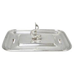 Antique English Regency Silver Plated Serpent Dolphin Desk Dish Note Holder