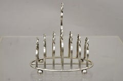 Antique English Regency Silver Plated Toast Rack Letter Holder Ball Feet (A)