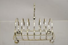 Antique English Regency Silver Plated Toast Rack Letter Holder Ball Feet 'B'