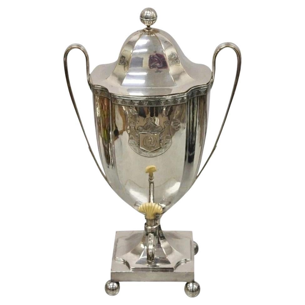 Antique English Regency Silver Plated Trophy Cup Urn Coffee Beverage Samovar For Sale
