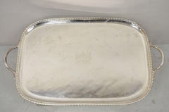 Antique English Regency Silver Plated Twin Handle Tray Lion and Shield Crest