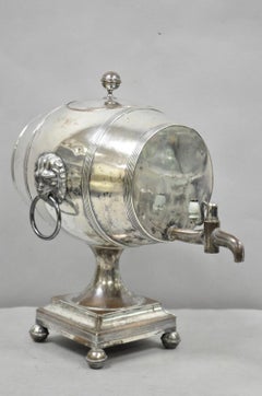 Antique English Regency Silver Plated "Whiskey Barrel" Samovar w/ Lions by B&W