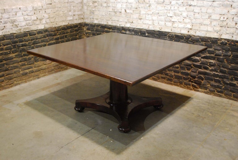 Antique English Regency Square Mahogany TiltTop Centre Table For Sale