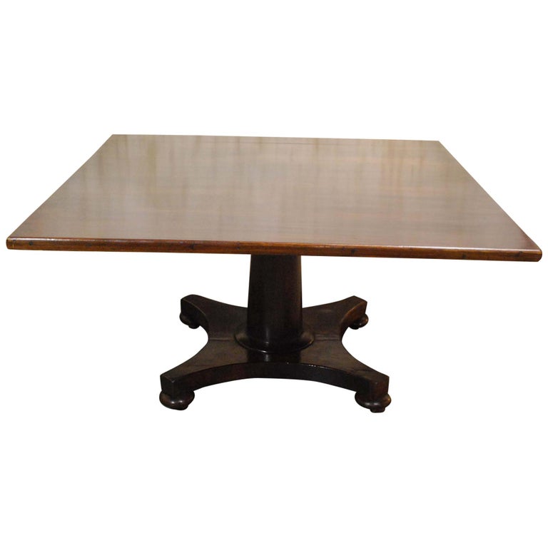 Antique English Regency Square Mahogany TiltTop Centre Table For Sale