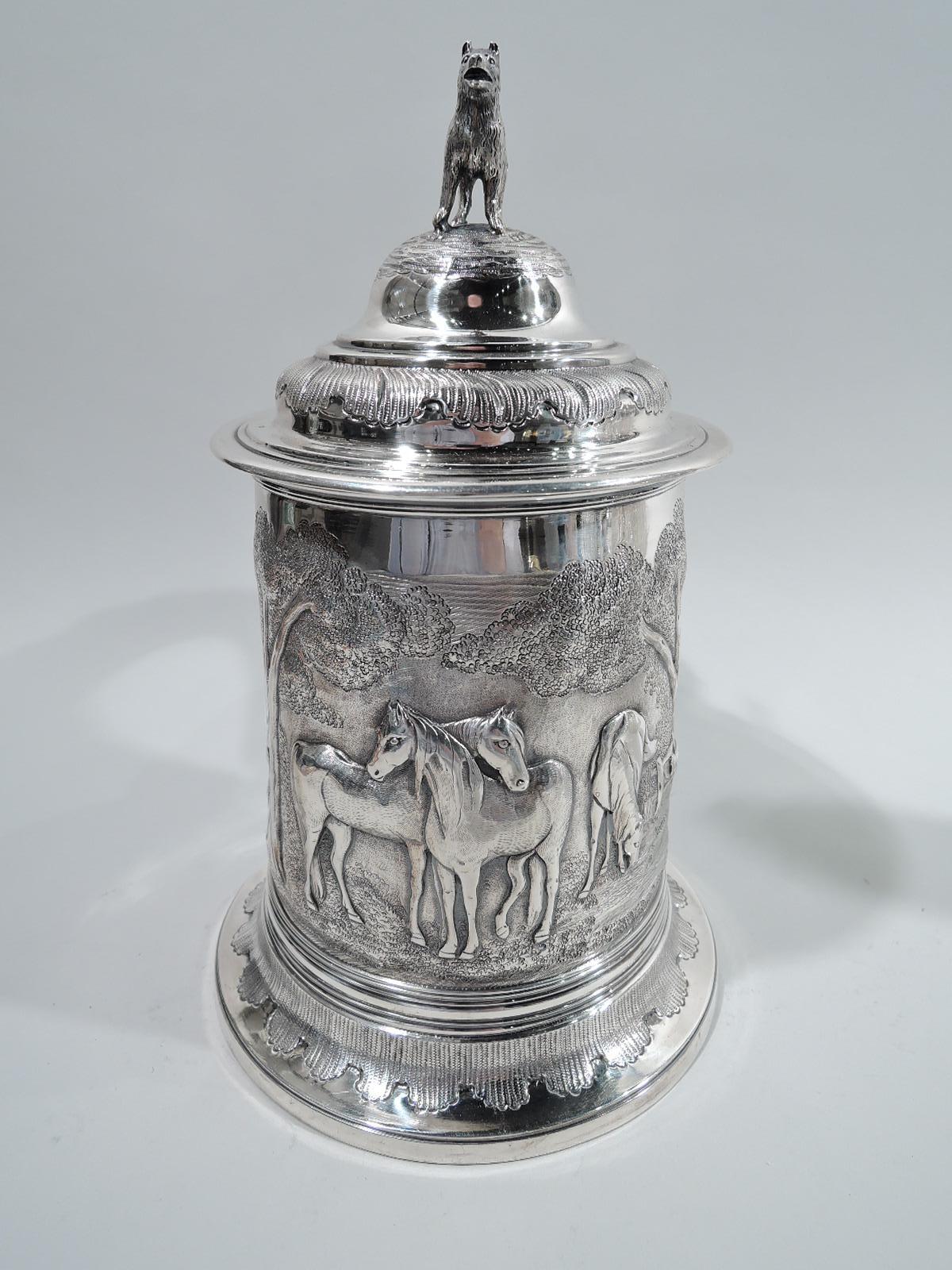 Georgian Antique English Regency Sterling Silver Fox and Horse Tankard