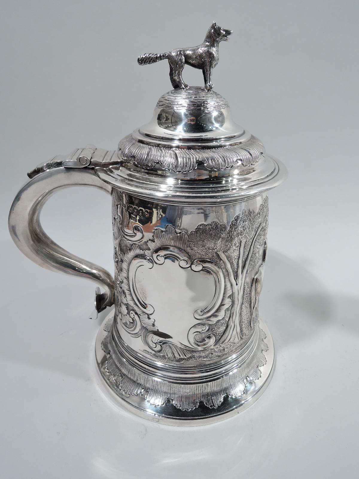 Antique English Regency Sterling Silver Fox and Horse Tankard In Excellent Condition In New York, NY