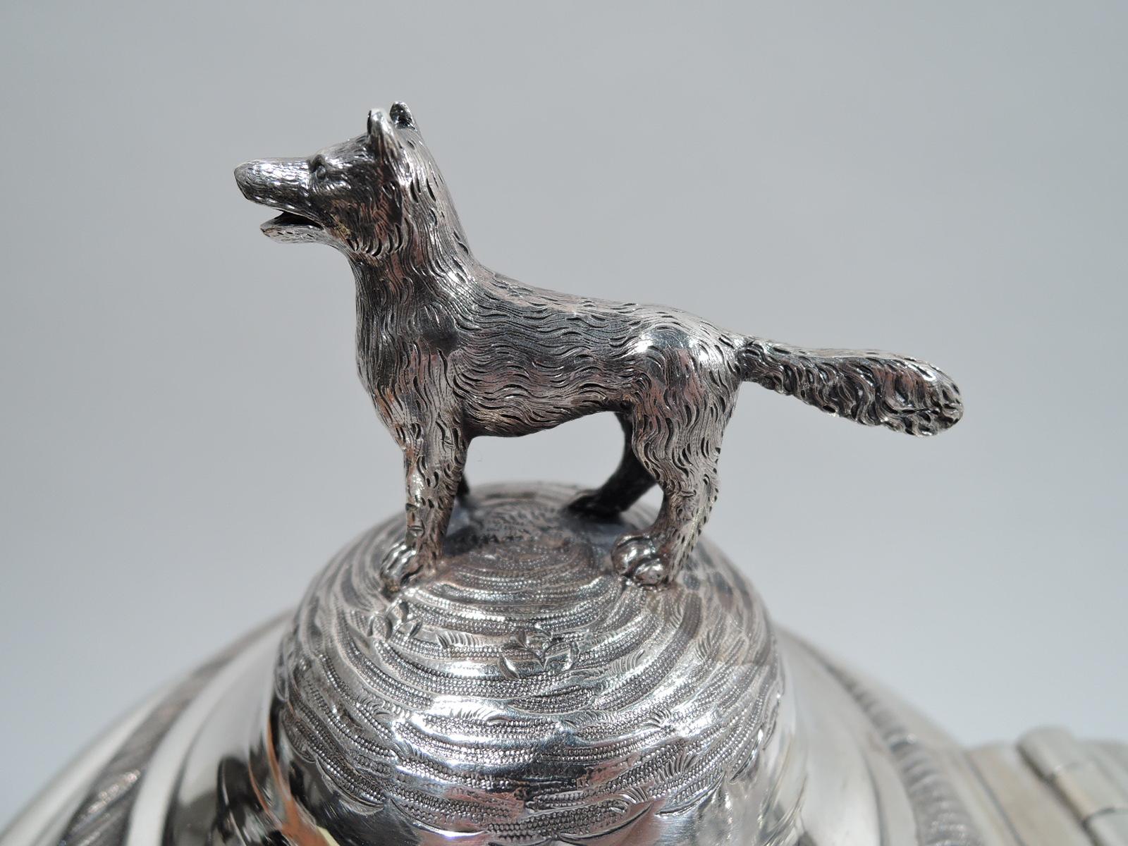 Mid-19th Century Antique English Regency Sterling Silver Fox and Horse Tankard
