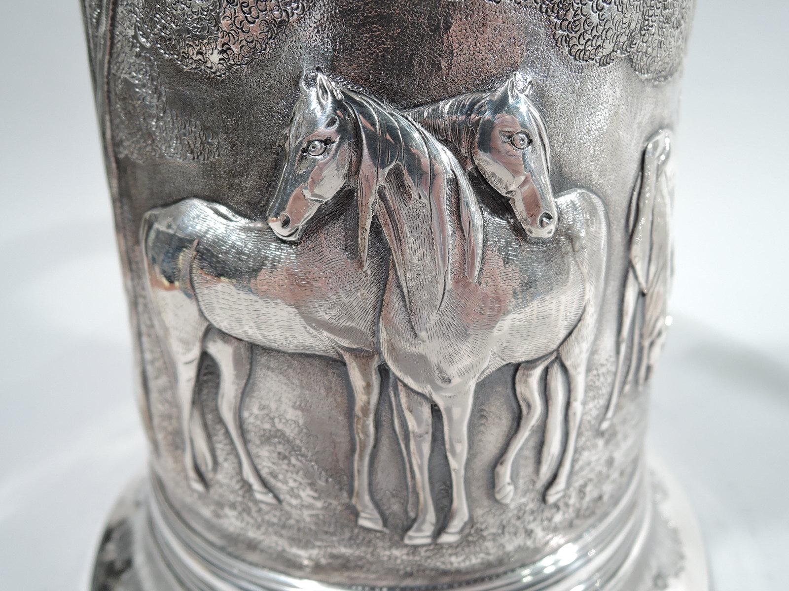 Antique English Regency Sterling Silver Fox and Horse Tankard 3