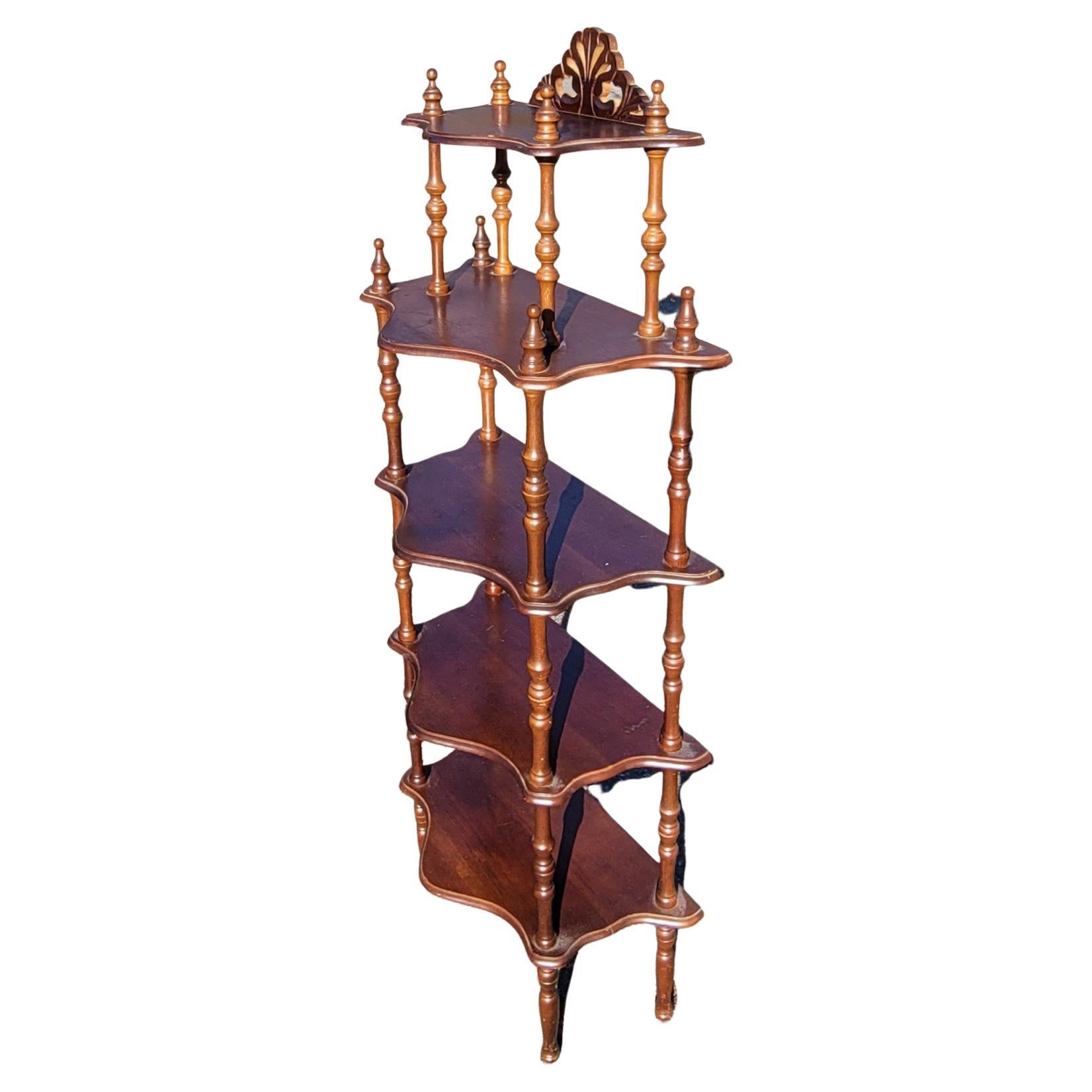 American Antique English Regency Style Carved Mahogany Narrow Etagere, Circa 1920s For Sale