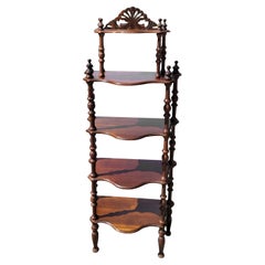 Antique English Regency Style Carved Mahogany Narrow Etagere, Circa 1920s