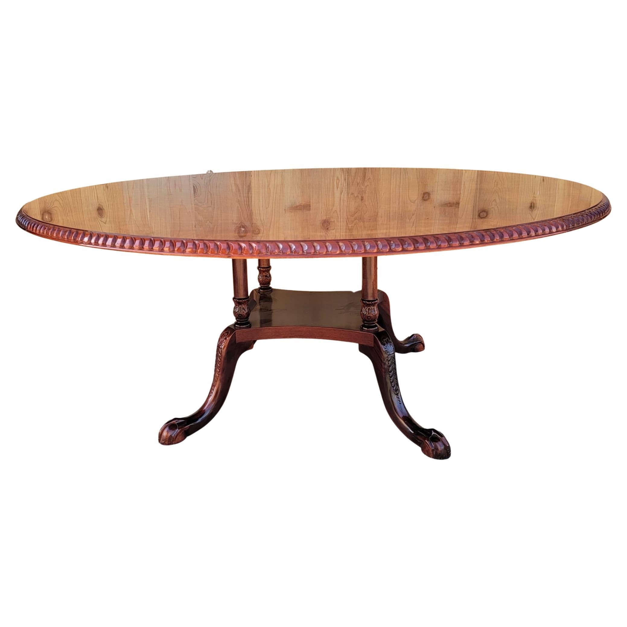 Antique 10'' Ft Long RegencyStyle Dining Table in Mahogany with Three