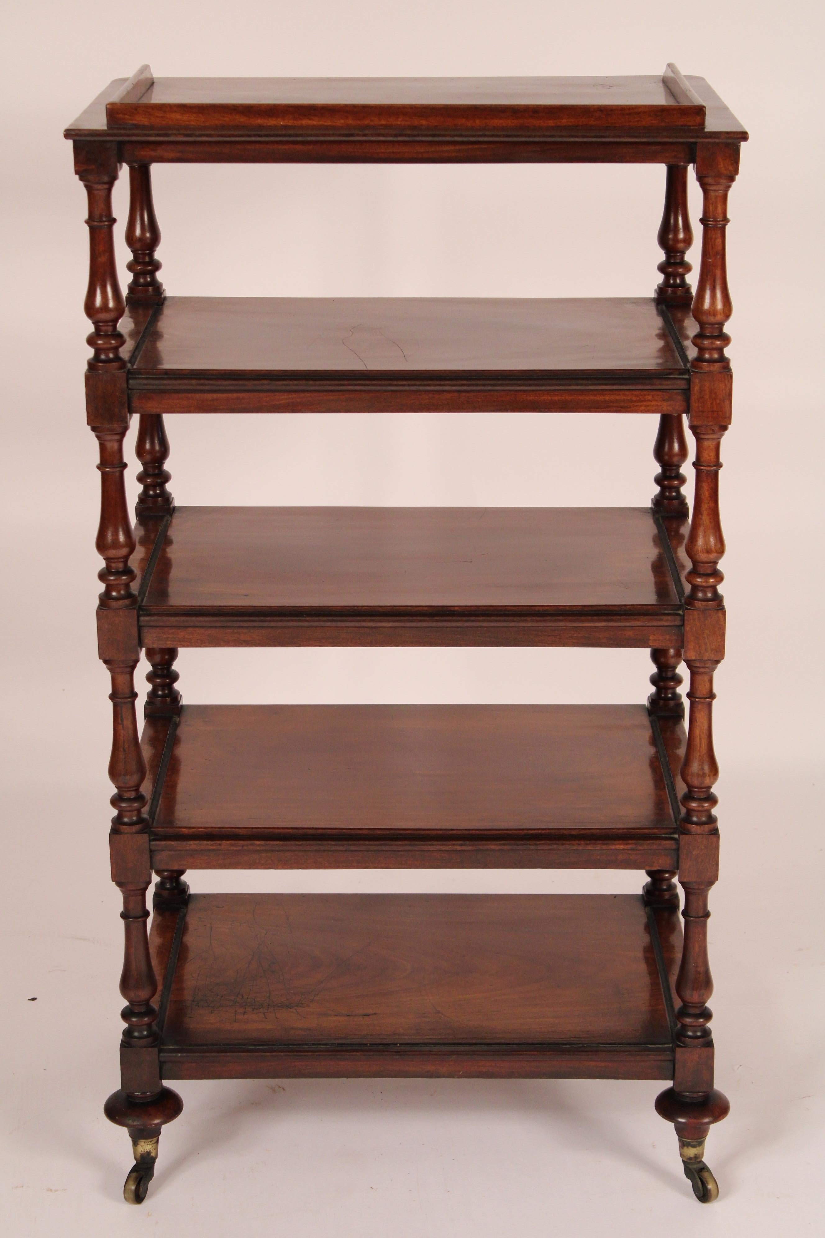 Brass Antique English Regency Style Mahogany Etagere For Sale