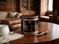 Antique English Regency Tortoiseshell Tea Caddy with Silver Mounts