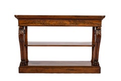 Antique English Regency warm Brown Mahogany Pedestal Console or sideboard