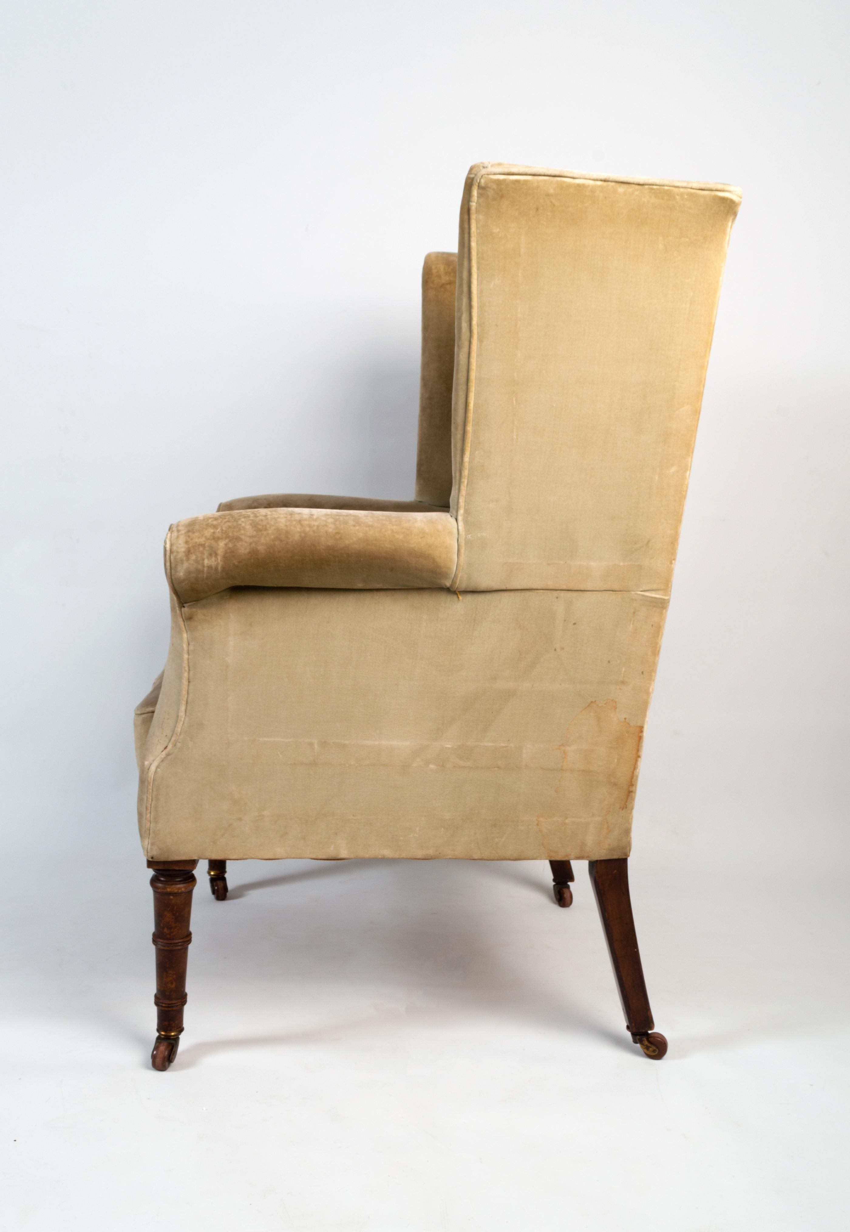 Upholstery Antique English Regency Wing Armchair, circa 1820 For Sale