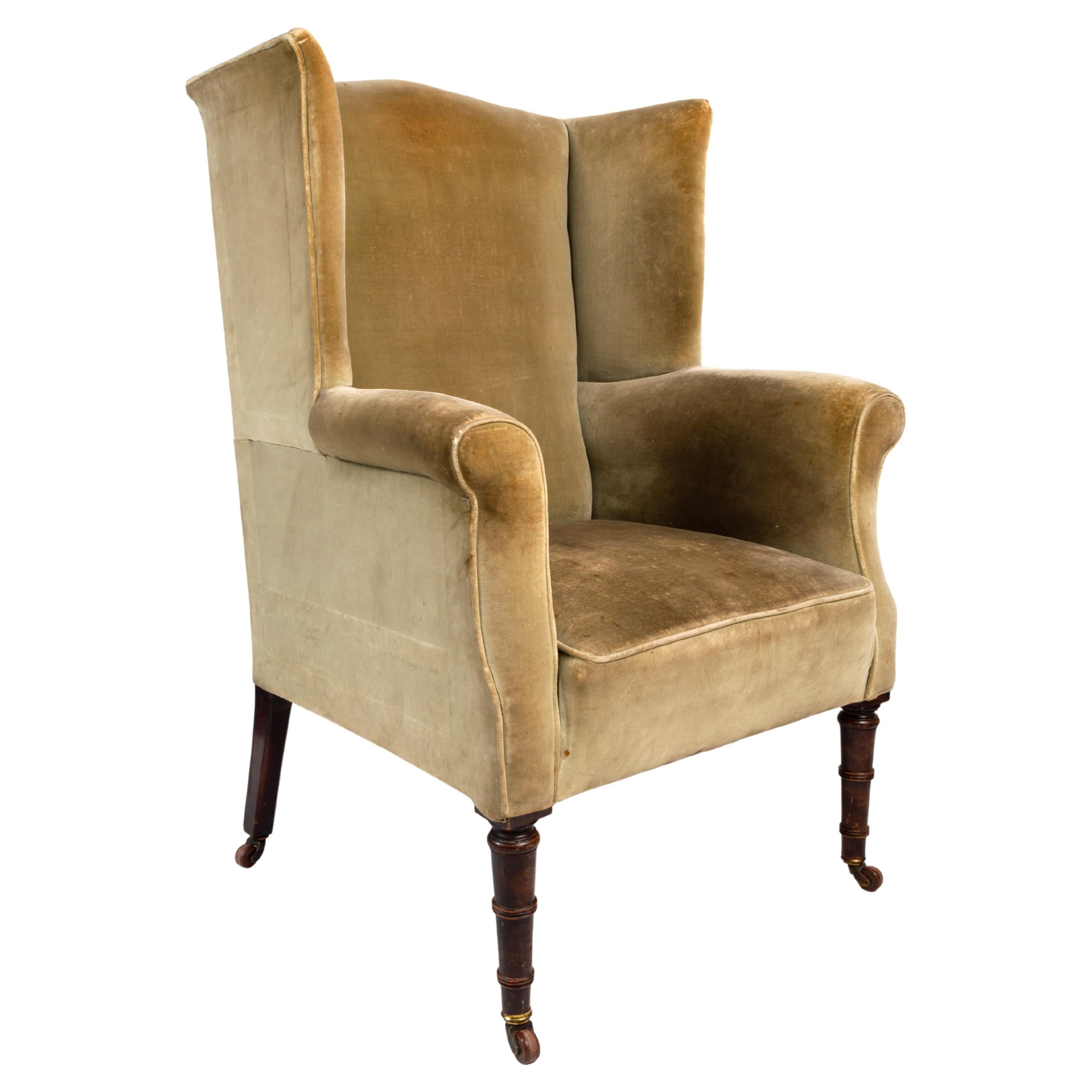 Antique English Regency Wing Armchair, circa 1820 For Sale
