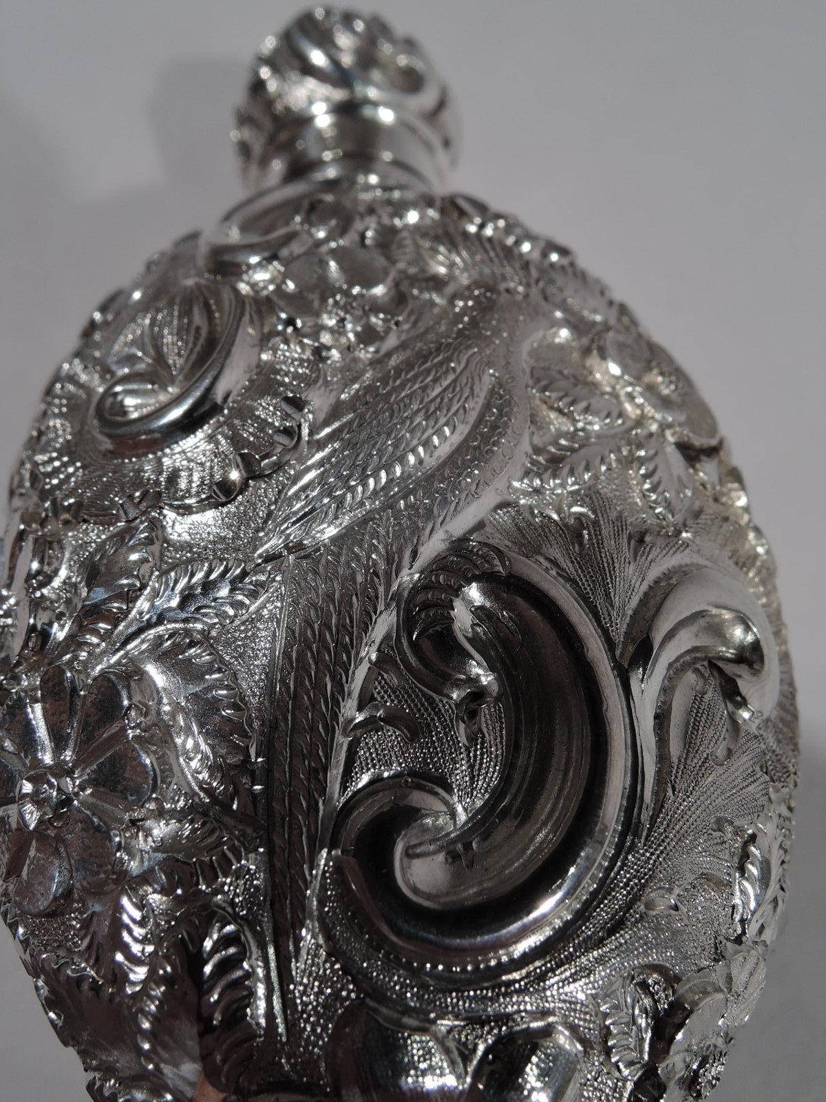 Women's Antique English Repousse Sterling Silver Scent Bottle