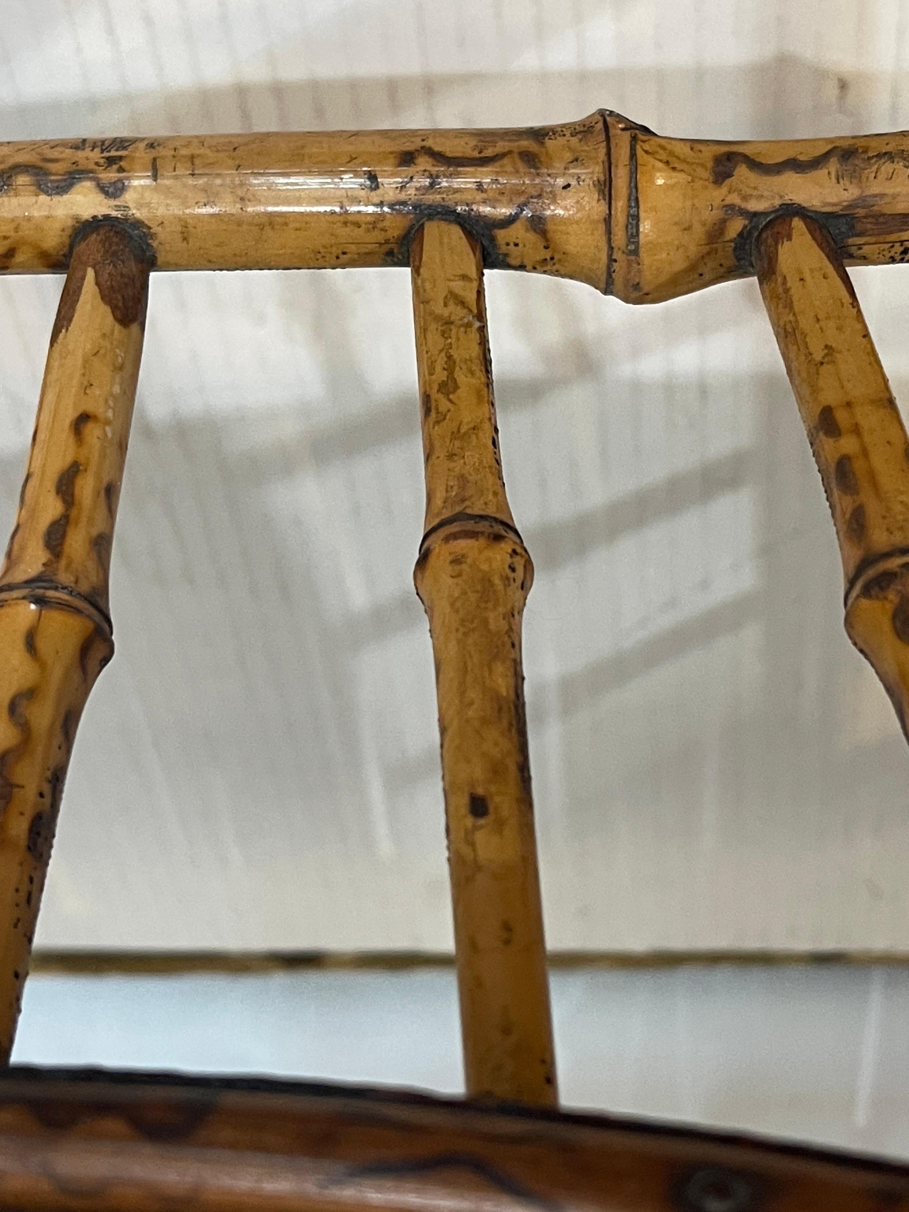 Antique English Root Bamboo Thebes Stool Egyptian Revival 4