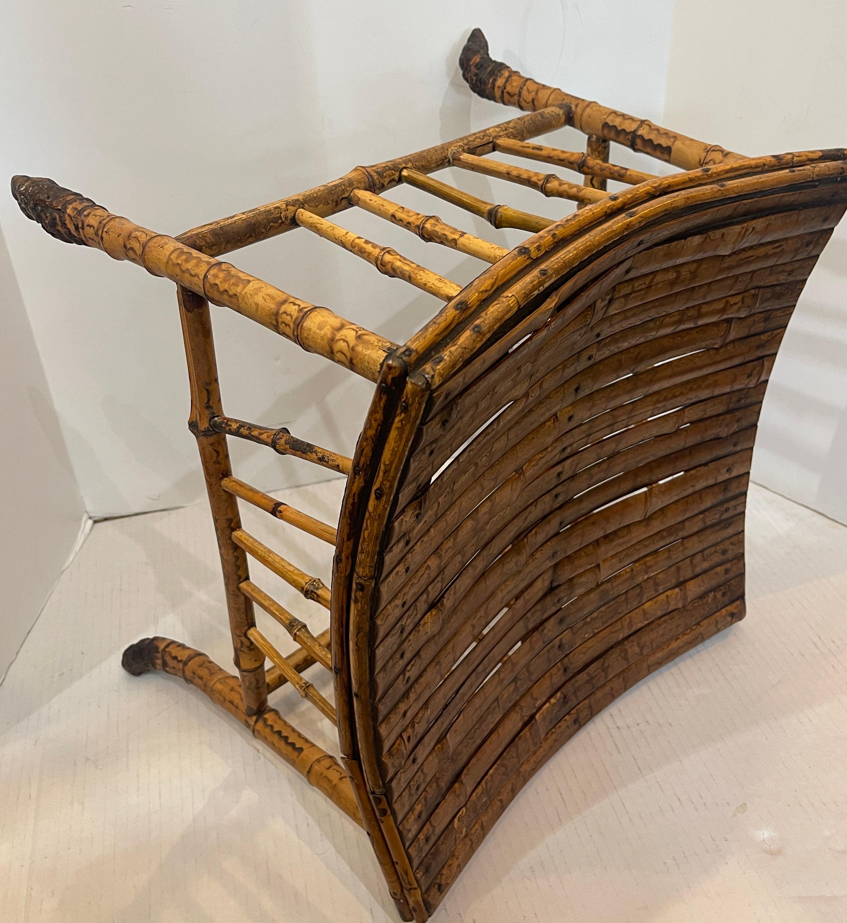 Antique English Root Bamboo Thebes Stool Egyptian Revival 6