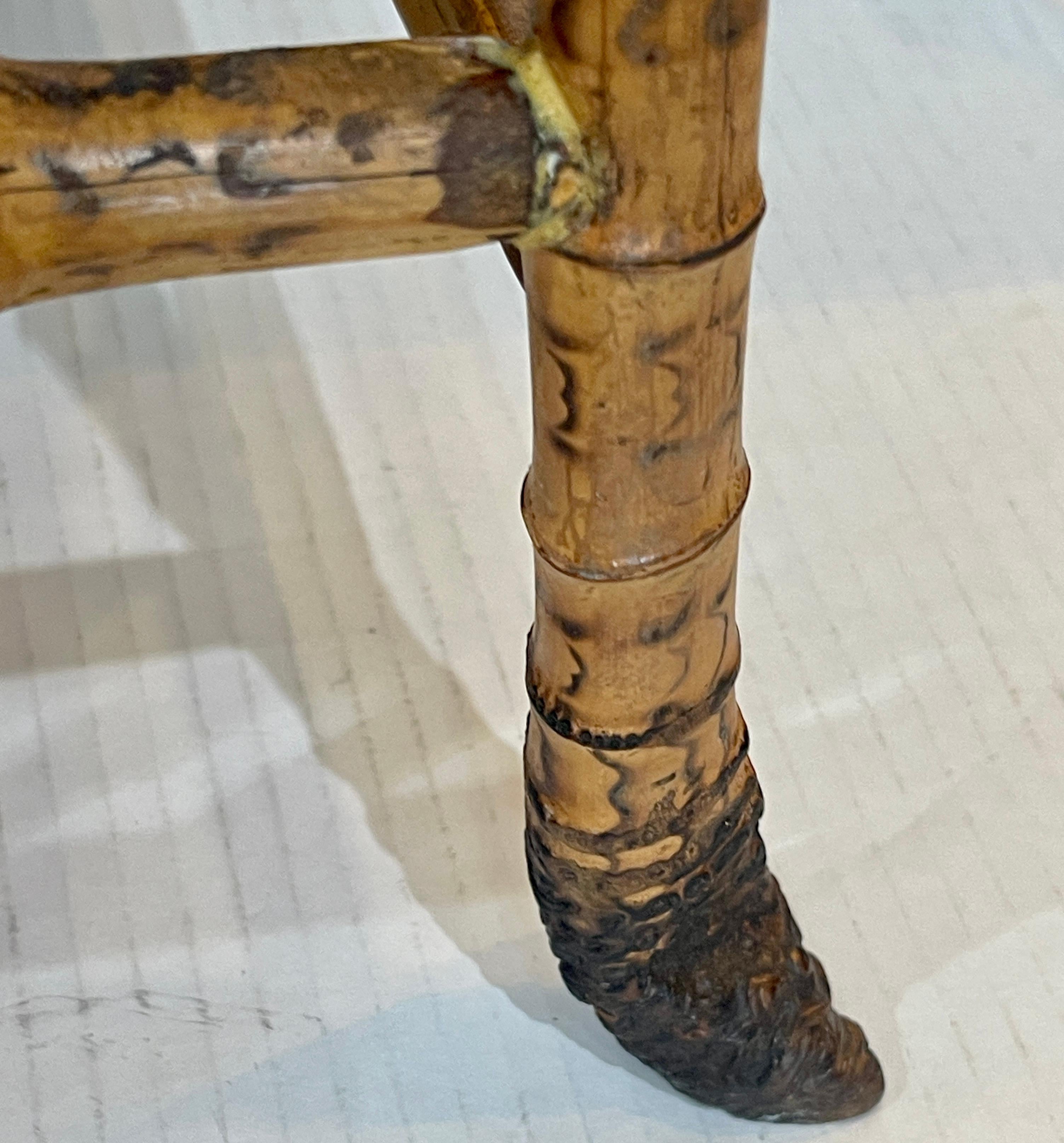 Antique English Root Bamboo Thebes Stool Egyptian Revival 8