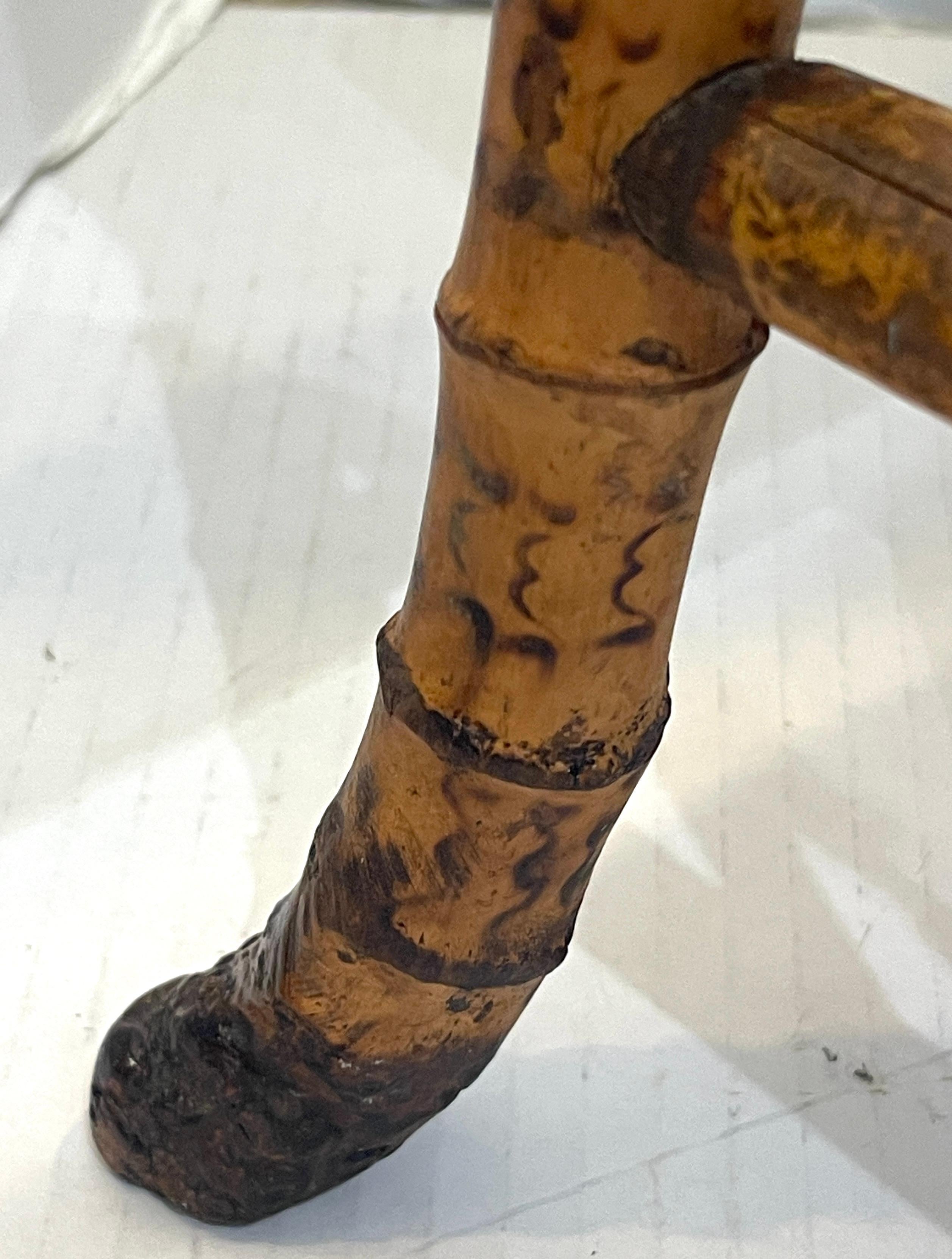 Antique English Root Bamboo Thebes Stool Egyptian Revival 9