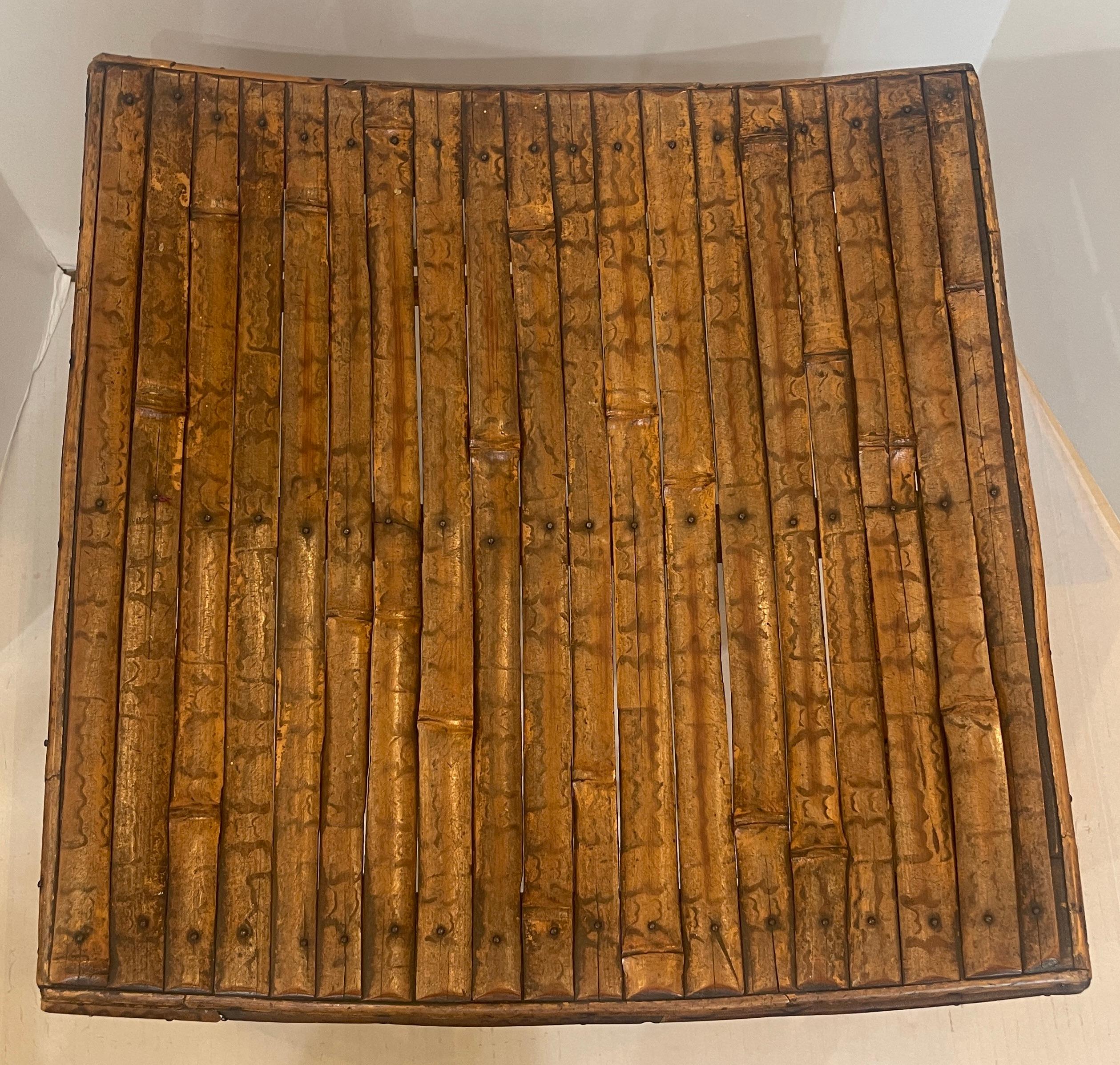 British Antique English Root Bamboo Thebes Stool Egyptian Revival