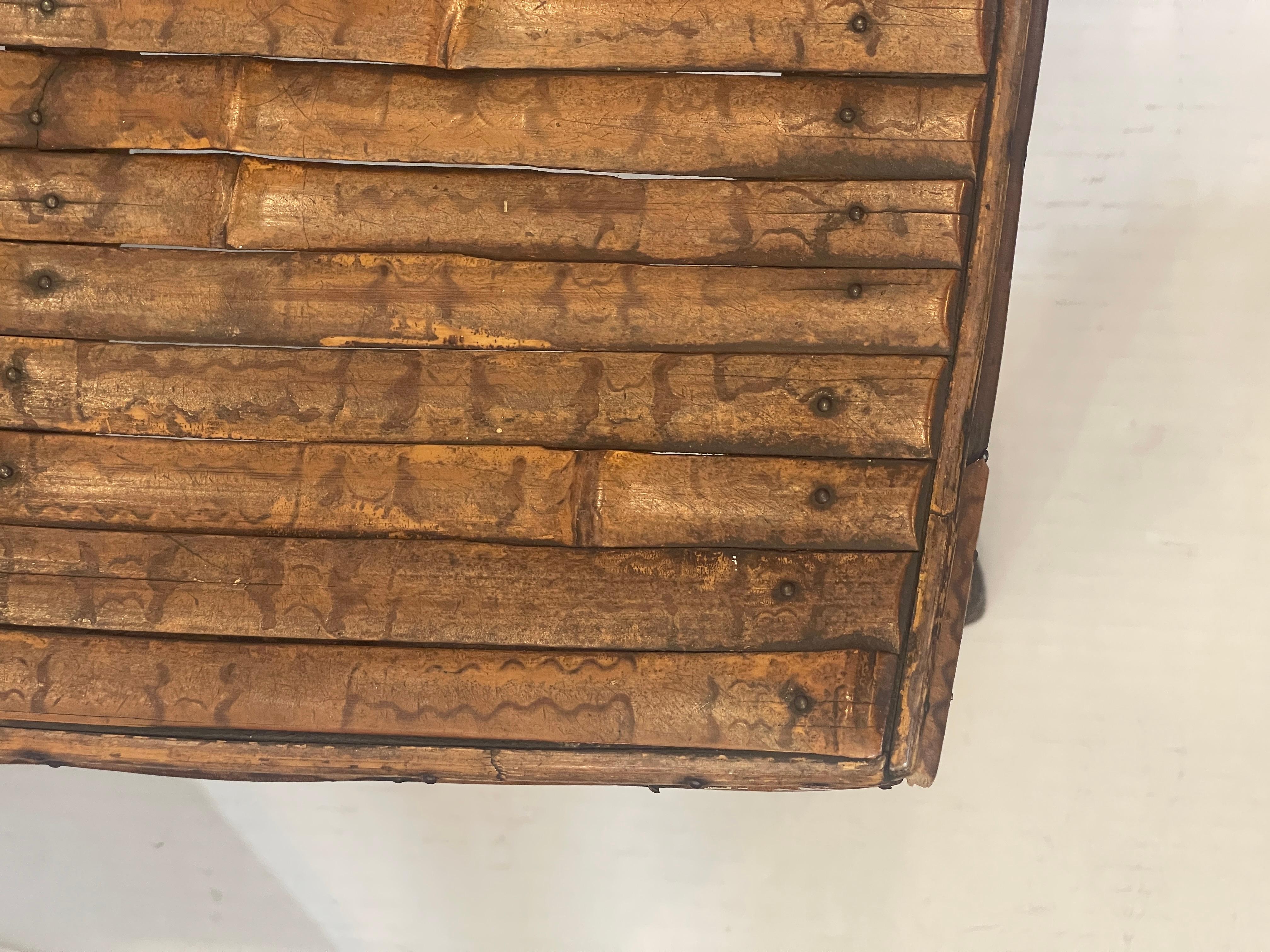 Antique English Root Bamboo Thebes Stool Egyptian Revival In Good Condition In West Palm Beach, FL