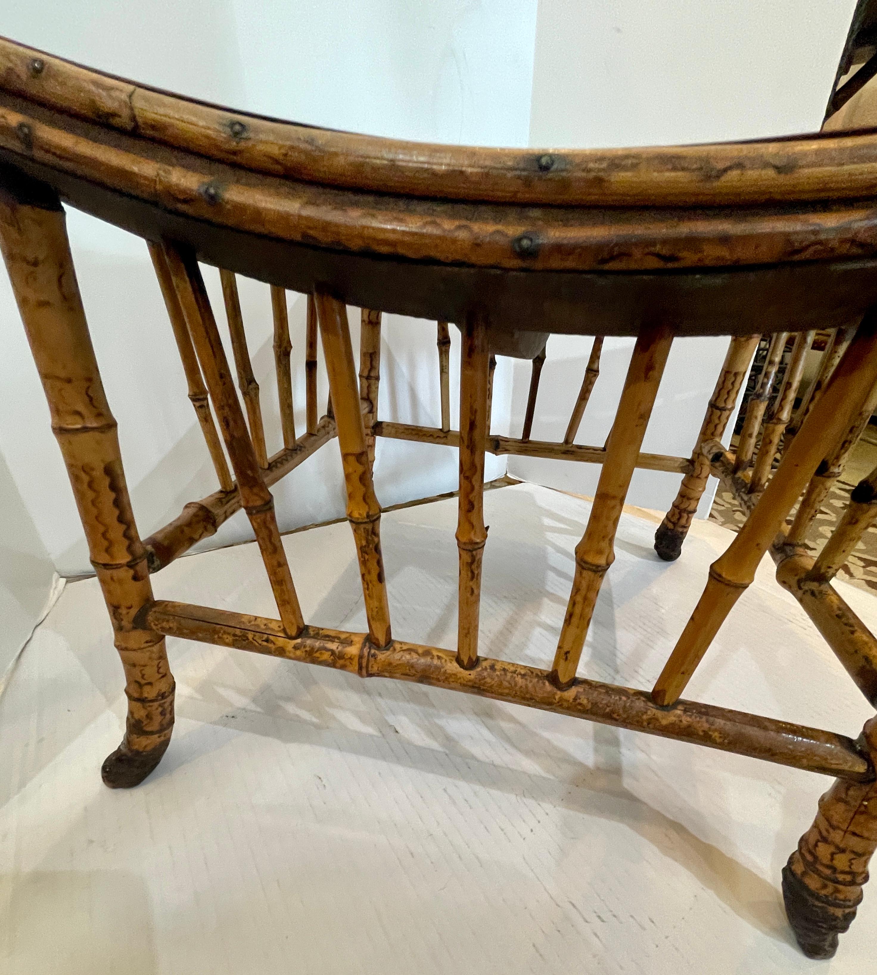 Antique English Root Bamboo Thebes Stool Egyptian Revival 2