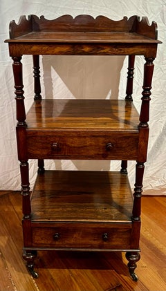 Antique English Rosewood 3 Tier Shelf Etagere, Circa 1850-1860.