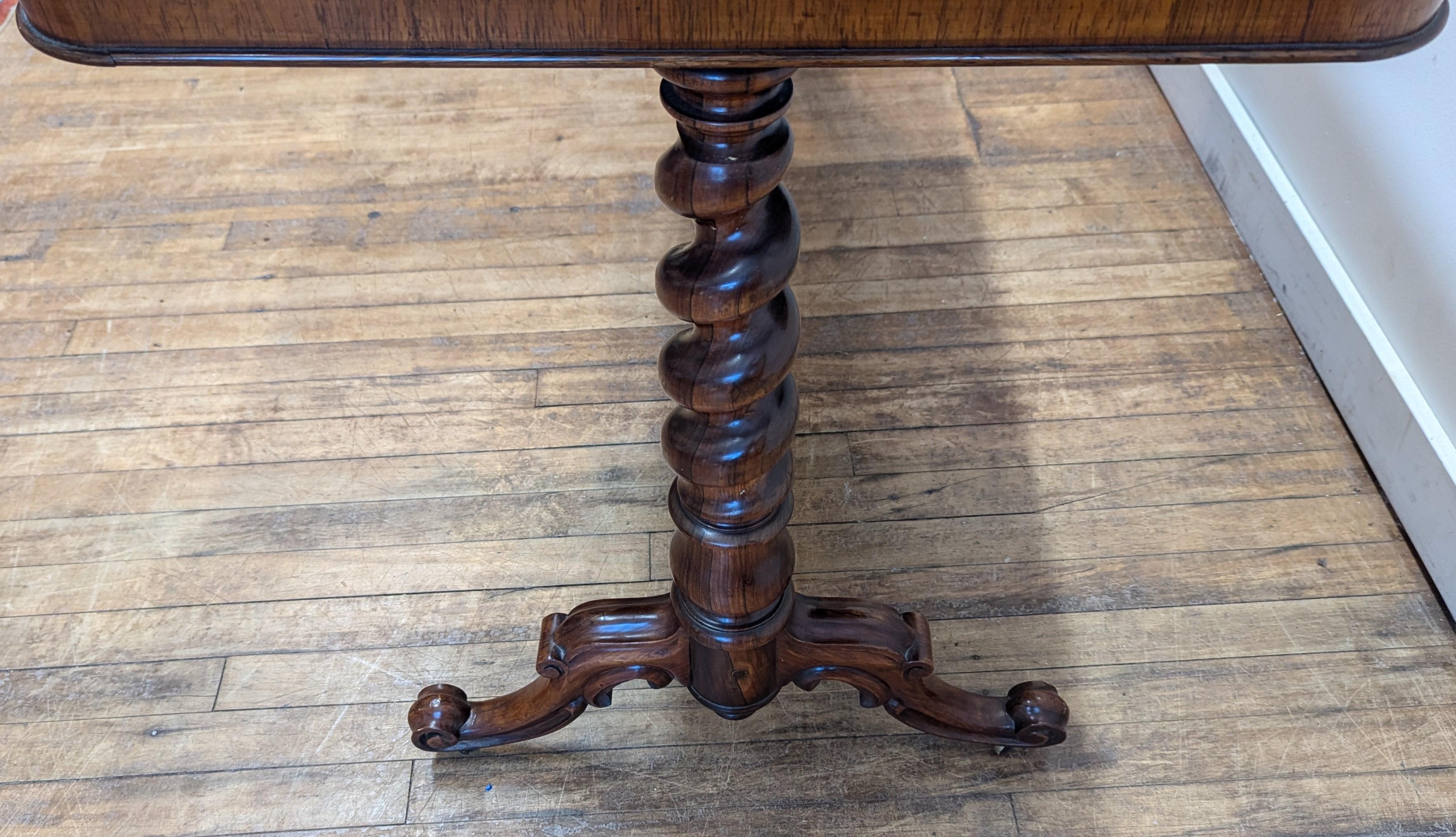 Antique English Rosewood Barley Twist Console Library Table 5