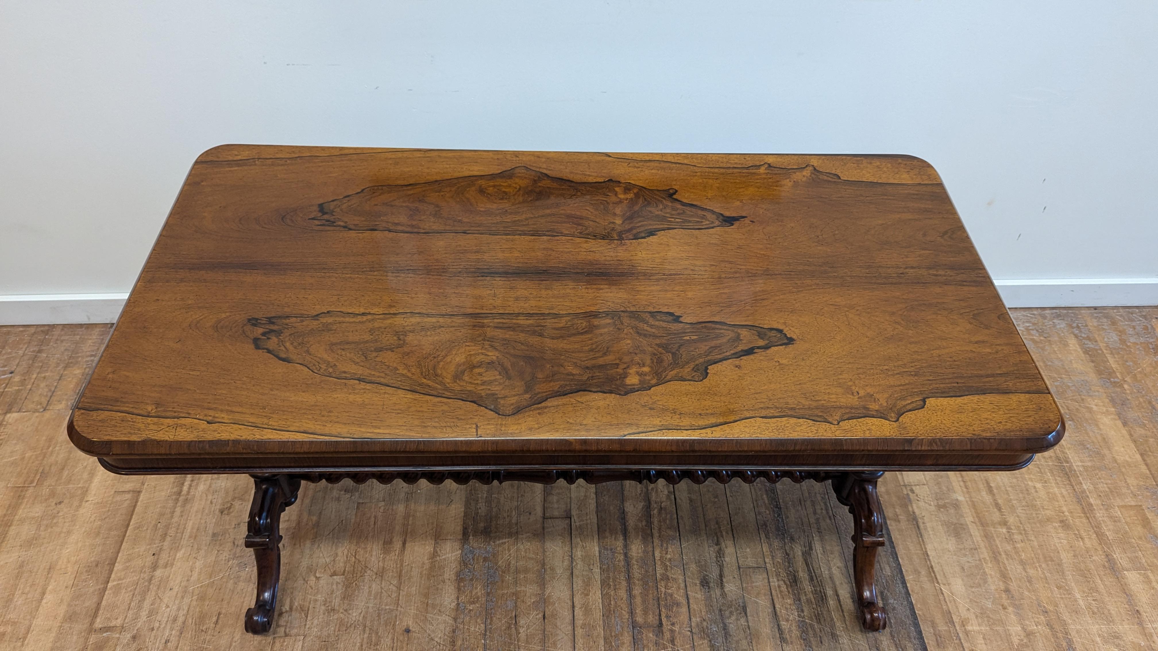 Late 19th Century Antique English Rosewood Barley Twist Console Library Table