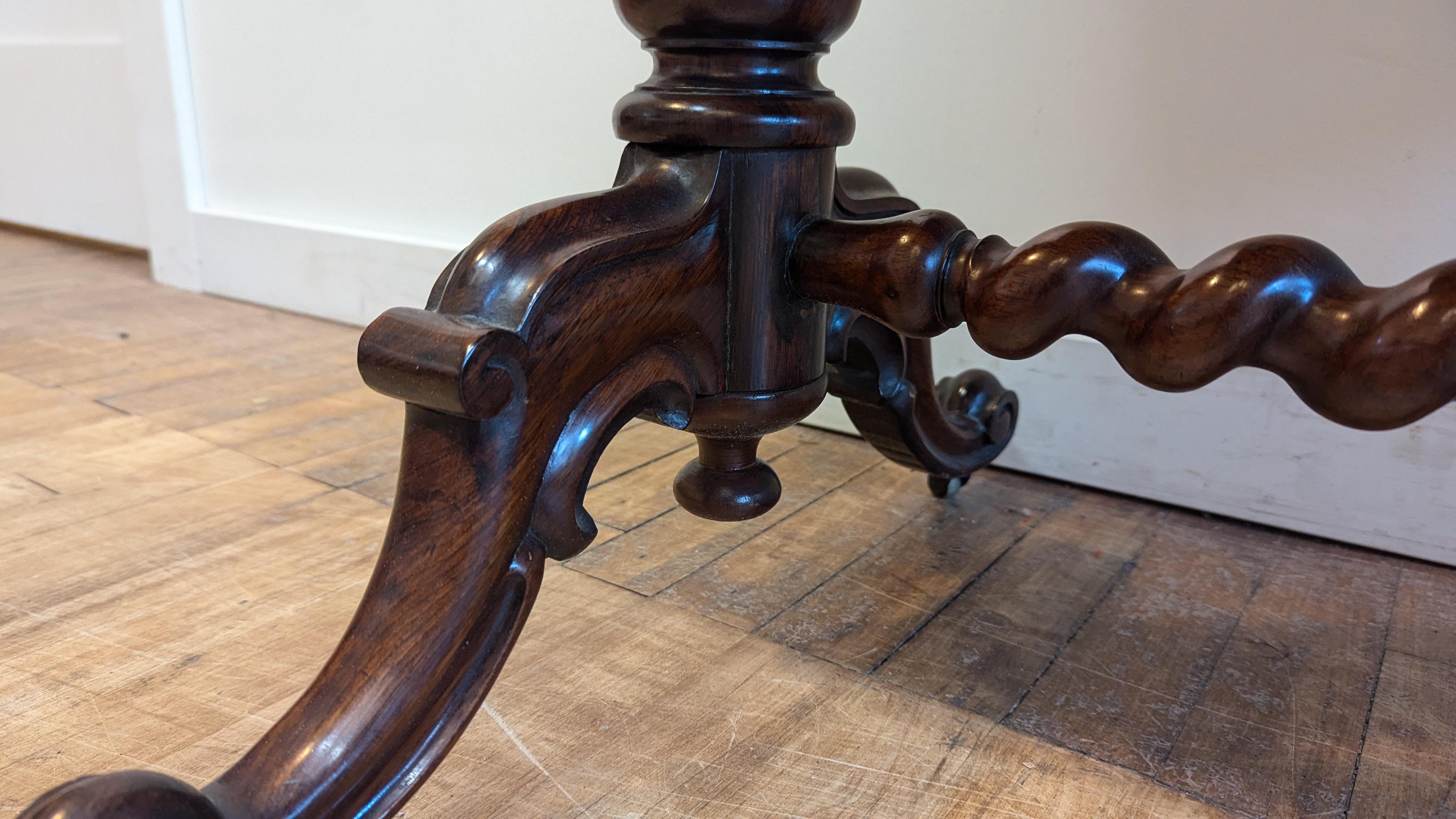 Antique English Rosewood Barley Twist Console Library Table 2