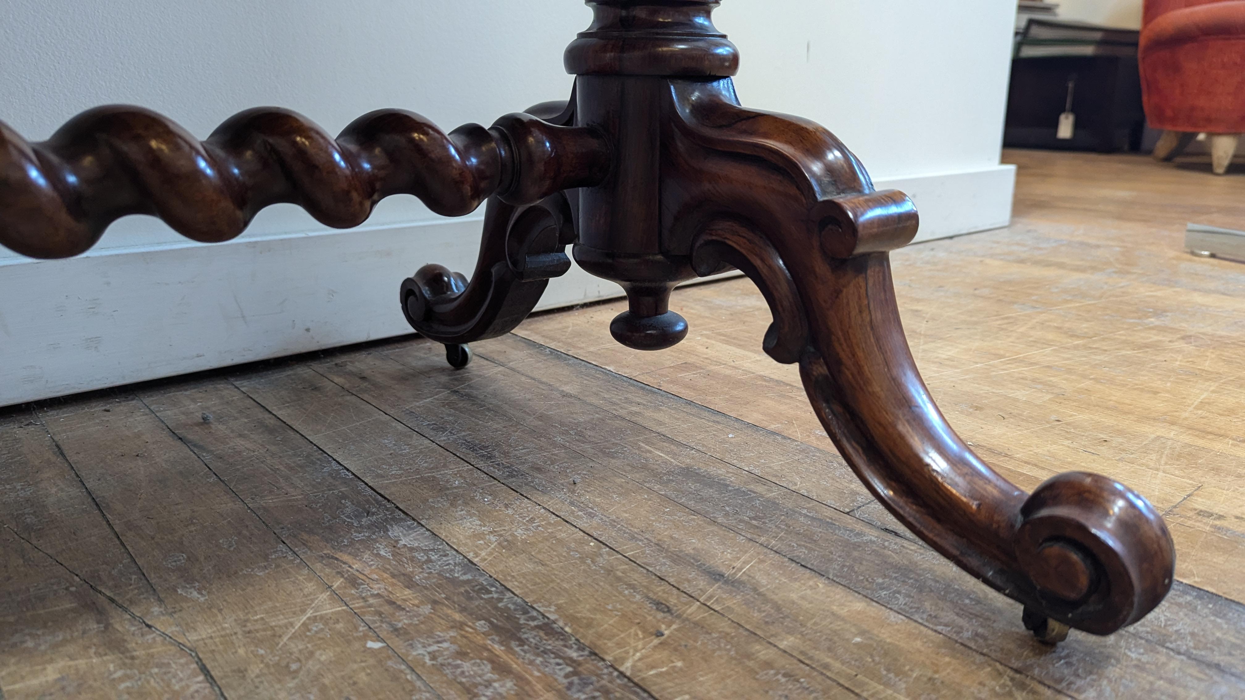 Antique English Rosewood Barley Twist Console Library Table 3