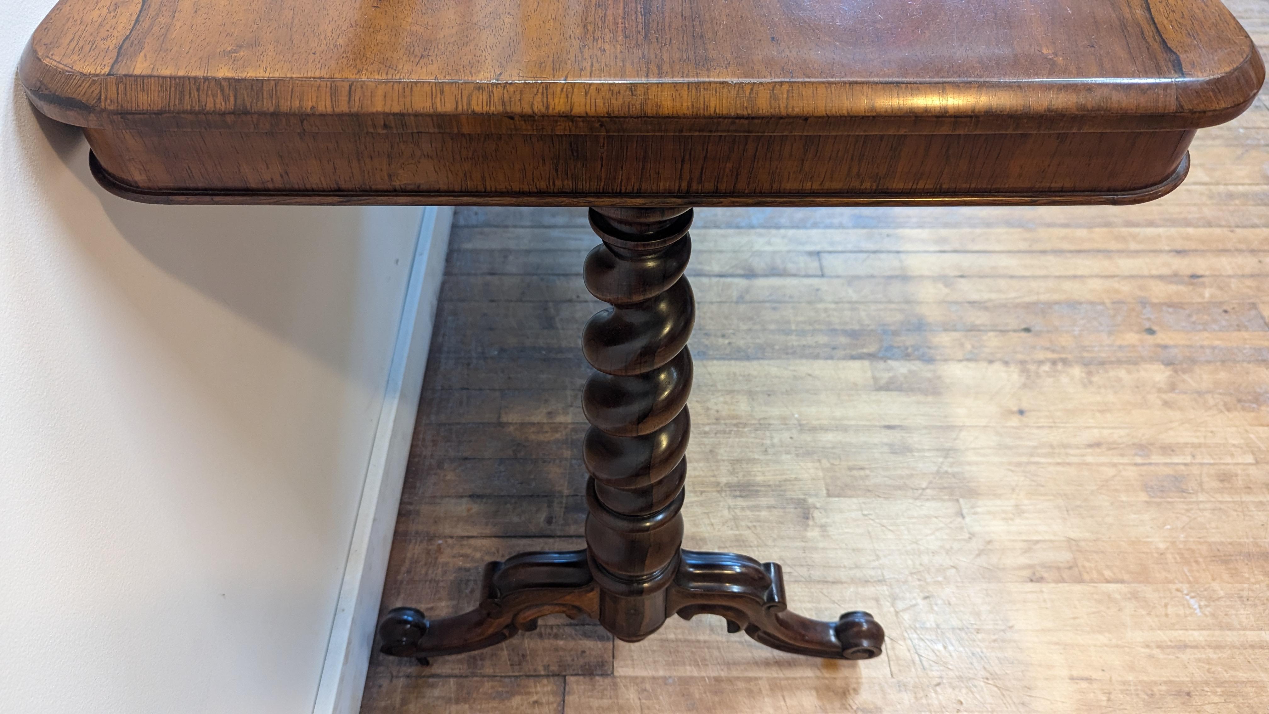Antique English Rosewood Barley Twist Console Library Table 4