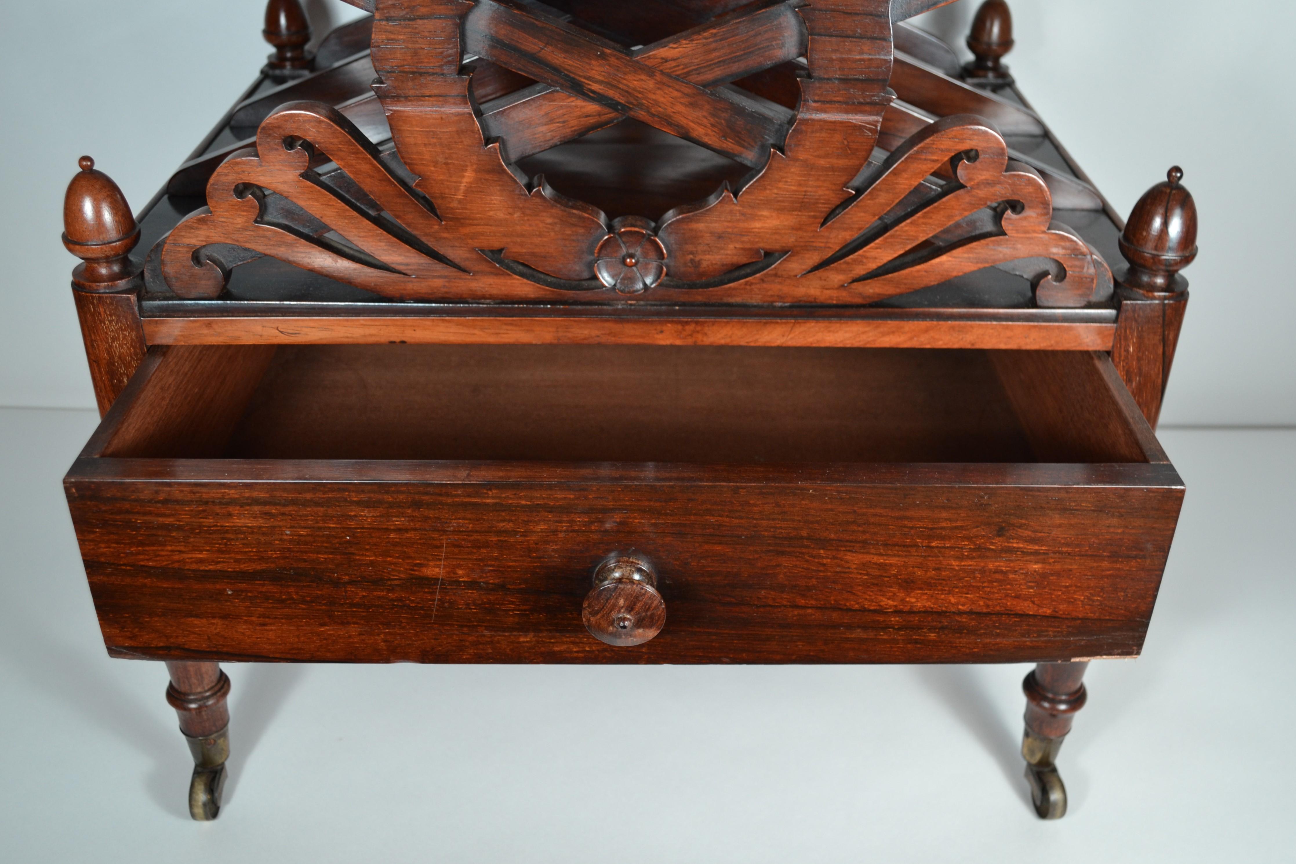 Antique English Rosewood, Canterbury, circa 1880 In Good Condition In New Orleans, LA